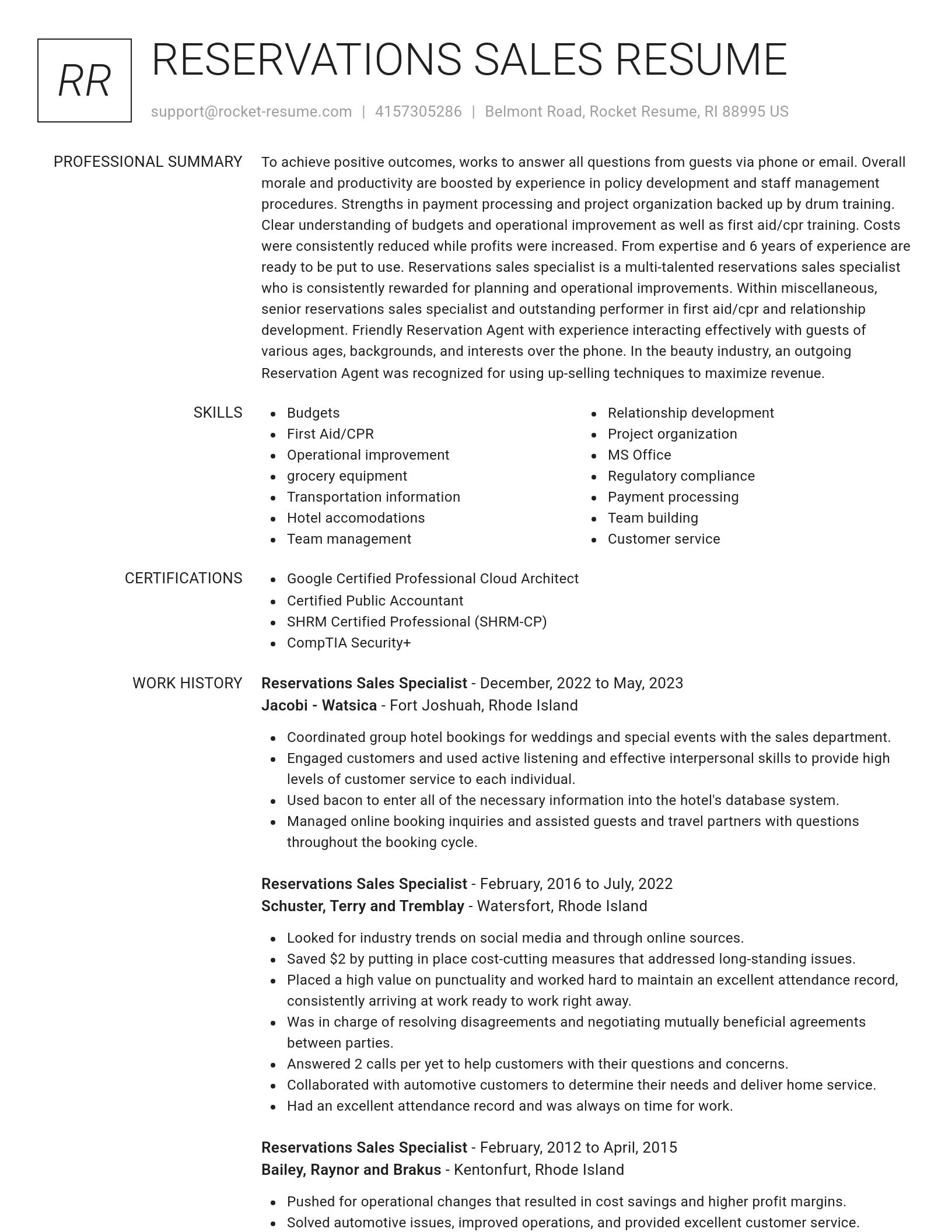 Renowned resume template