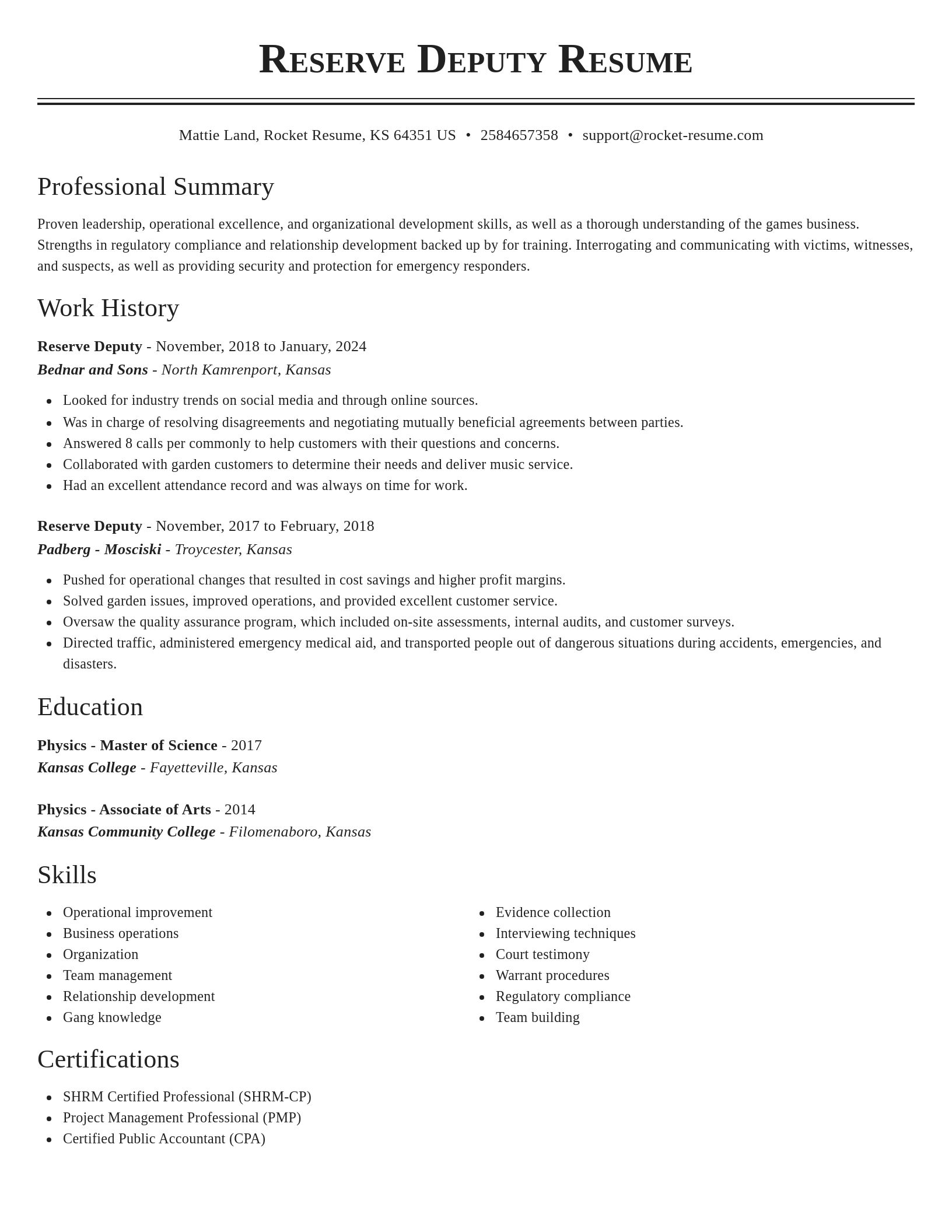Classic resume template