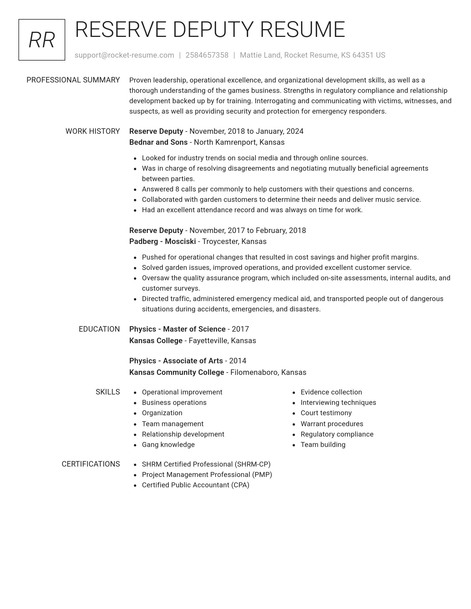 Renowned resume template