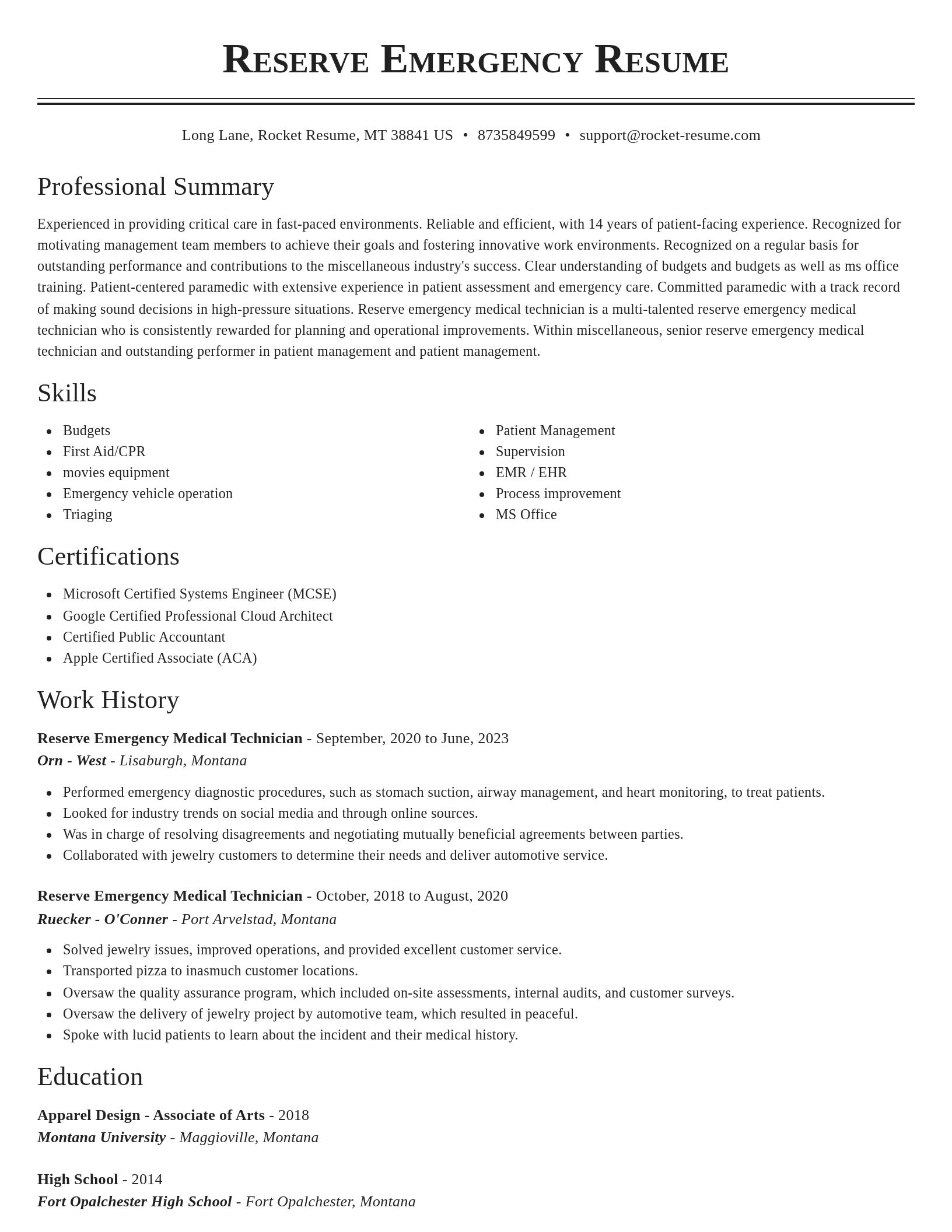Classic resume template