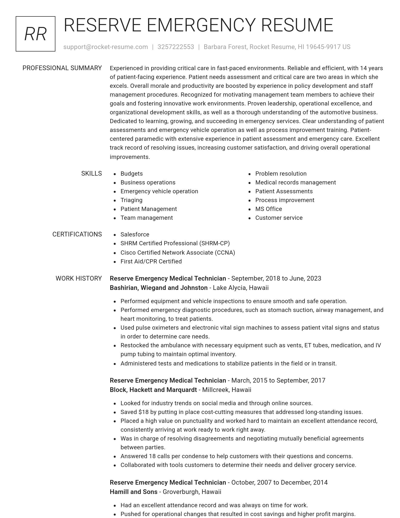 Renowned resume template