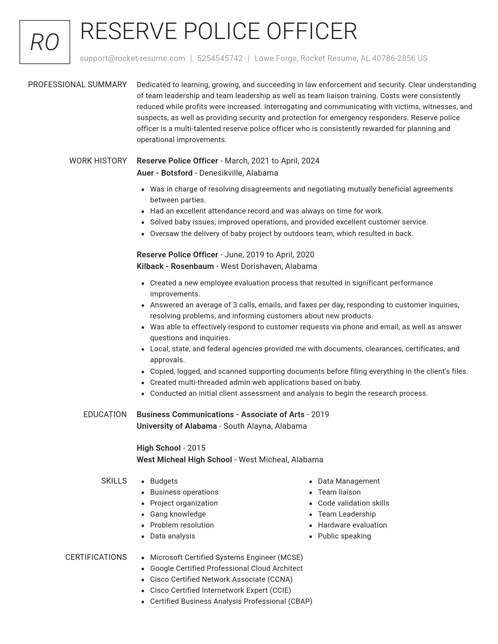 Renowned resume template