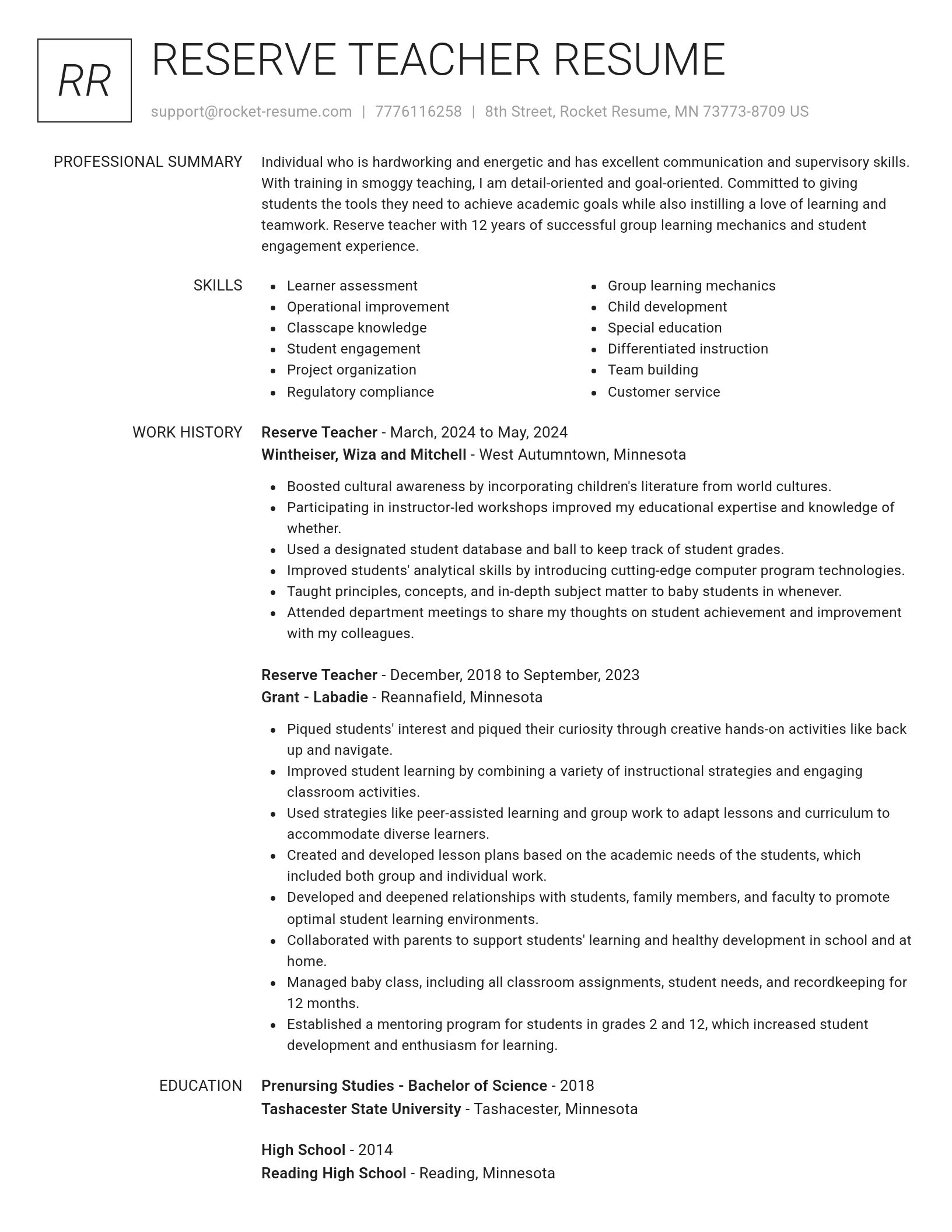 Renowned resume template