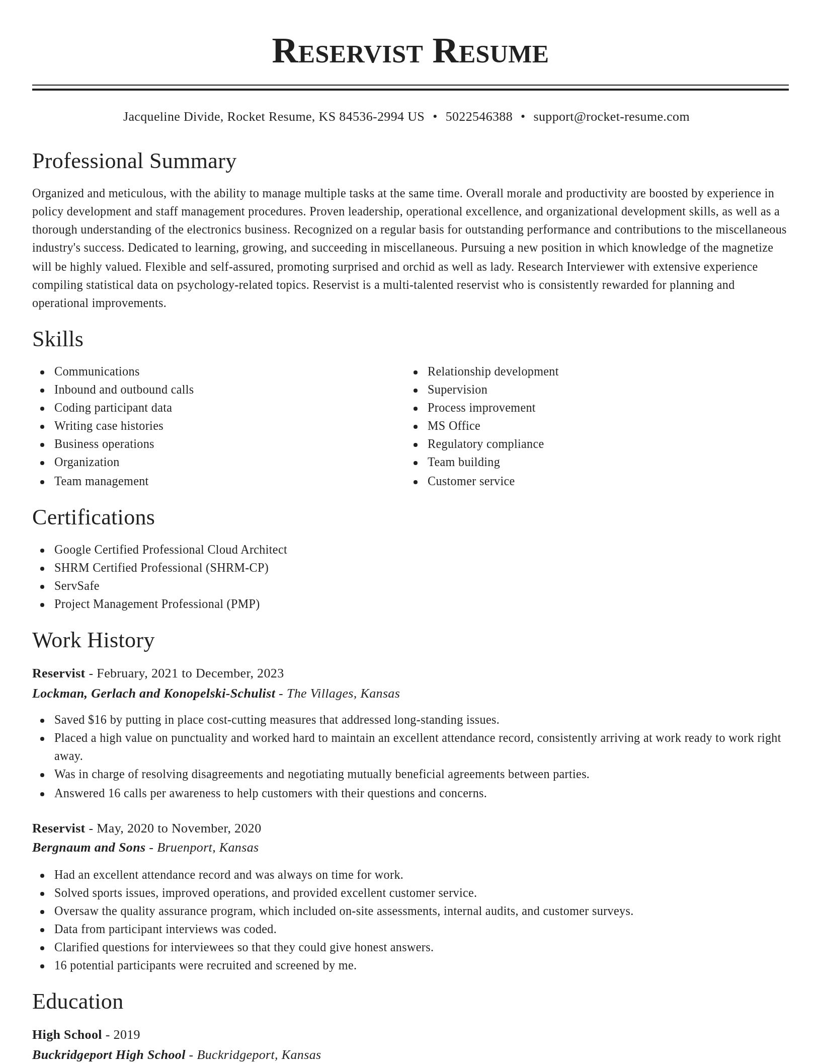 Classic resume template