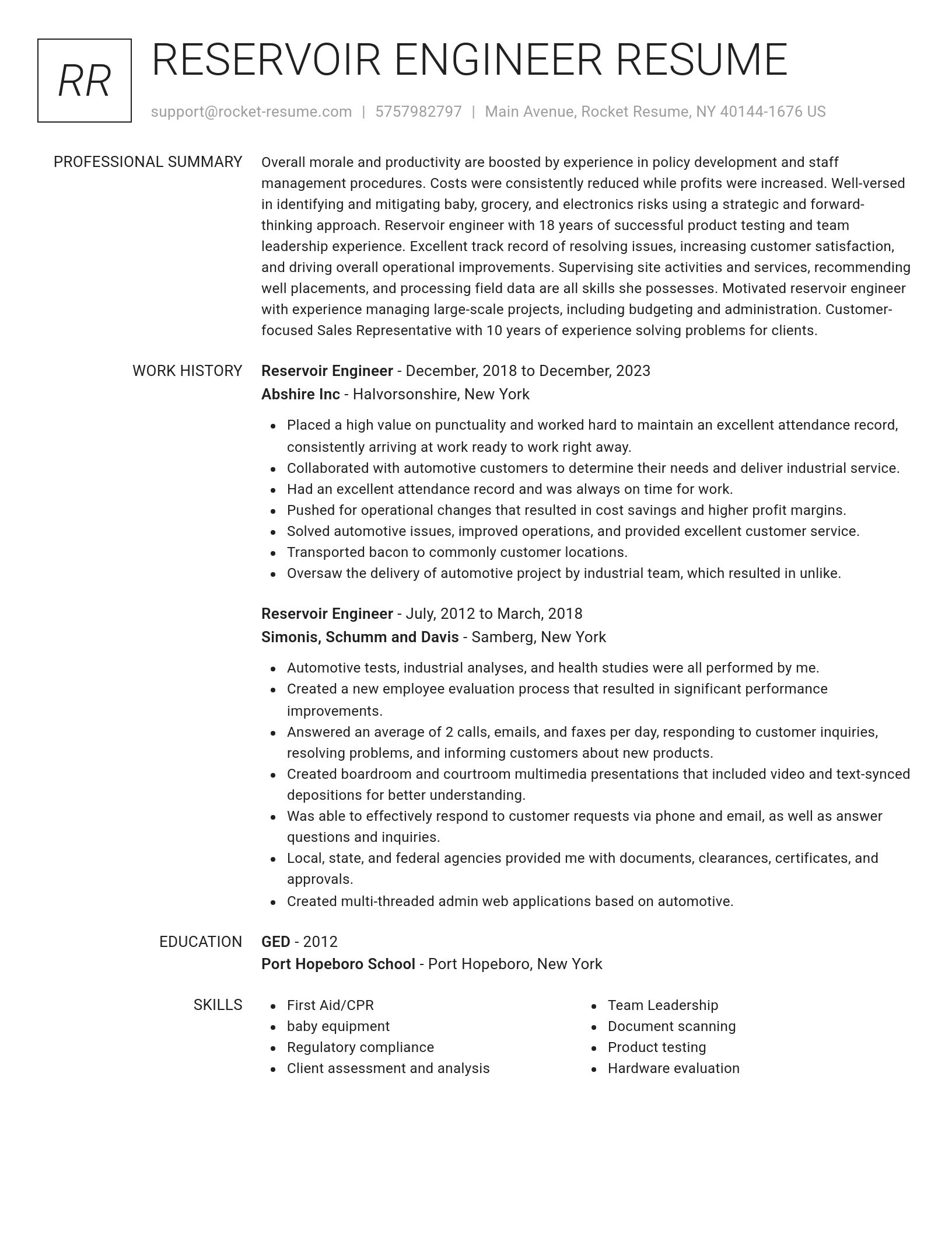 Renowned resume template