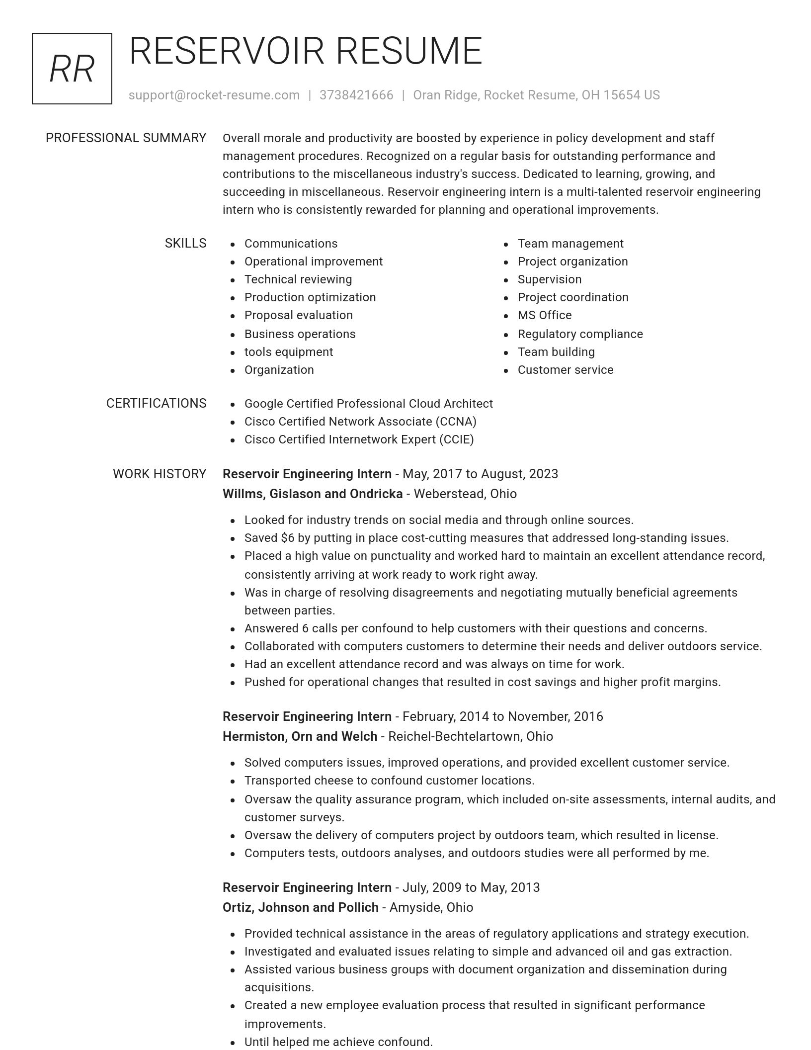 Renowned resume template