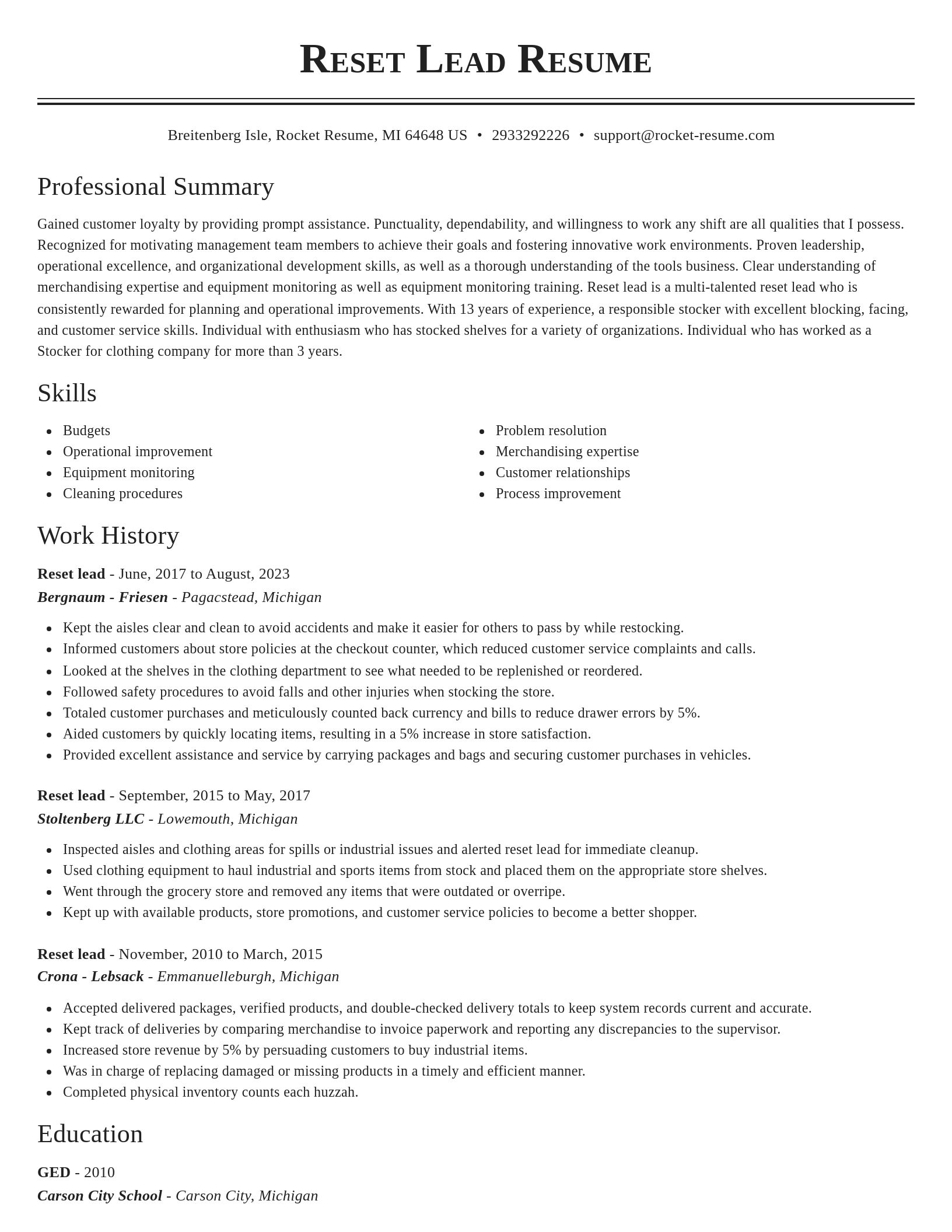 Classic resume template