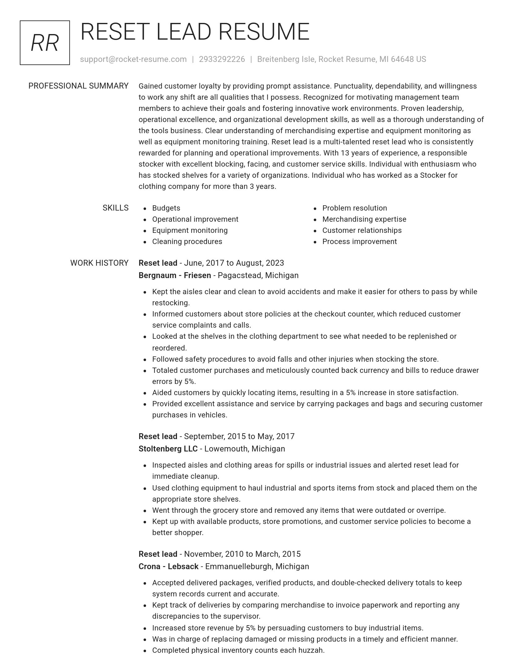 Renowned resume template