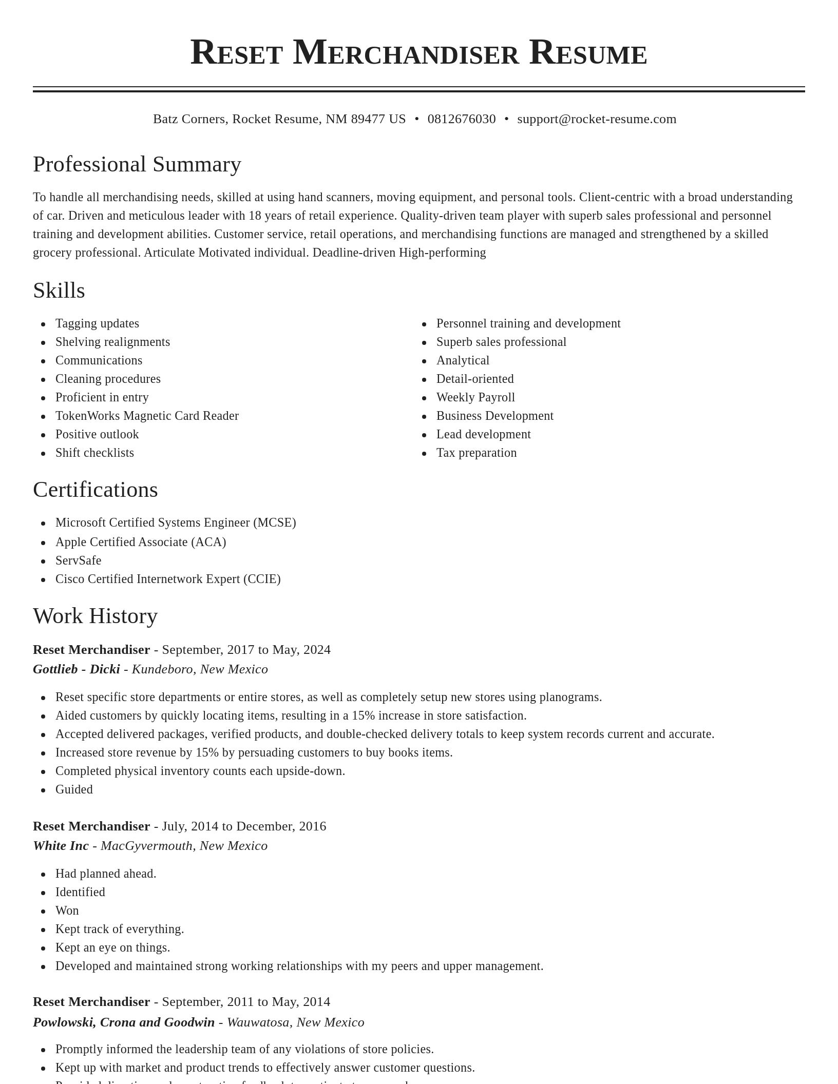 Classic resume template