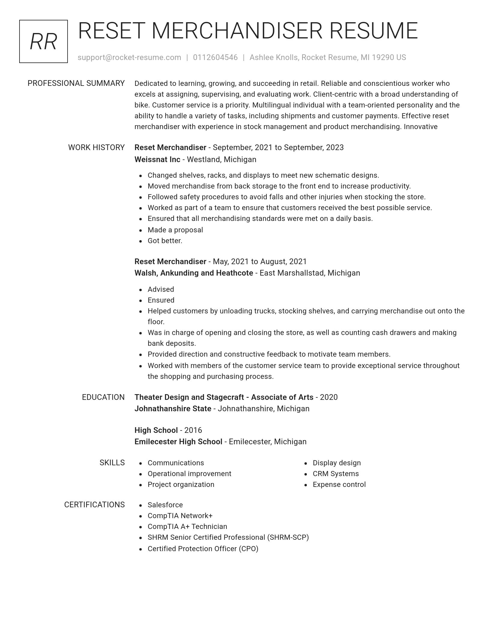 Renowned resume template