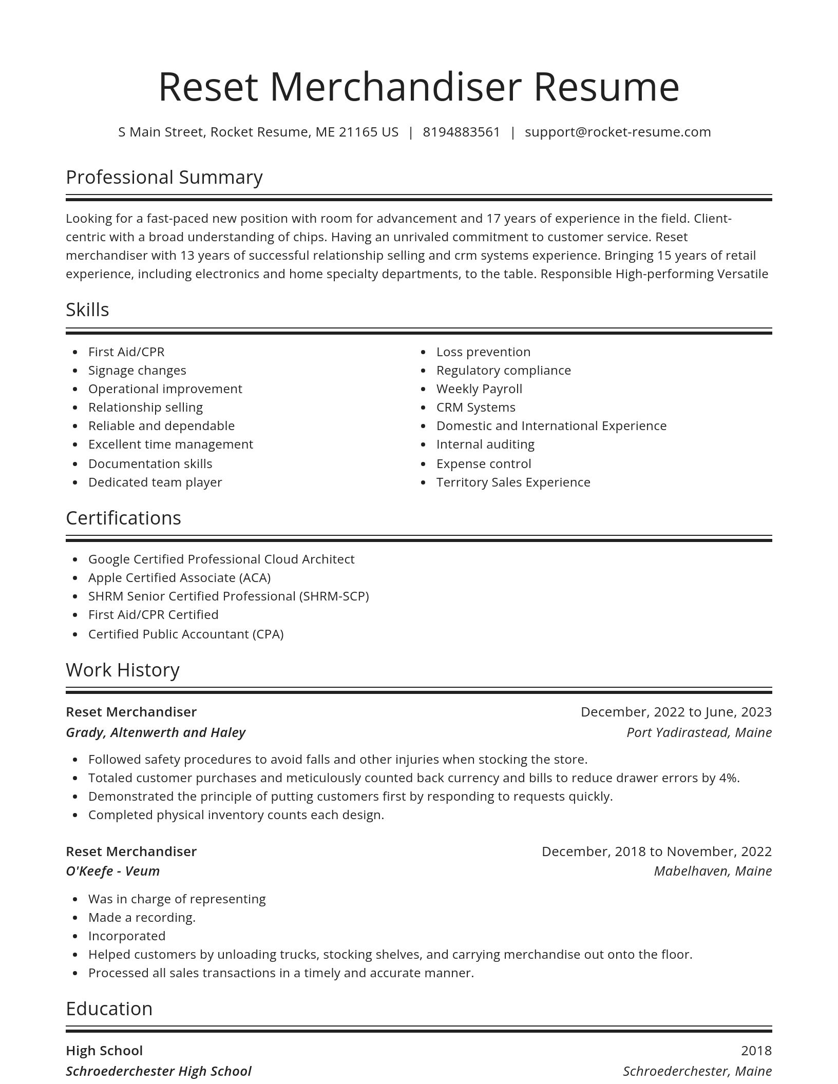 Spotlight resume template