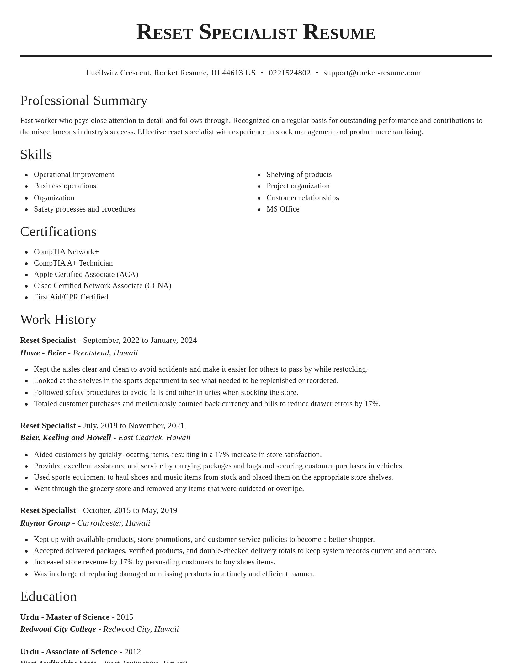 Classic resume template