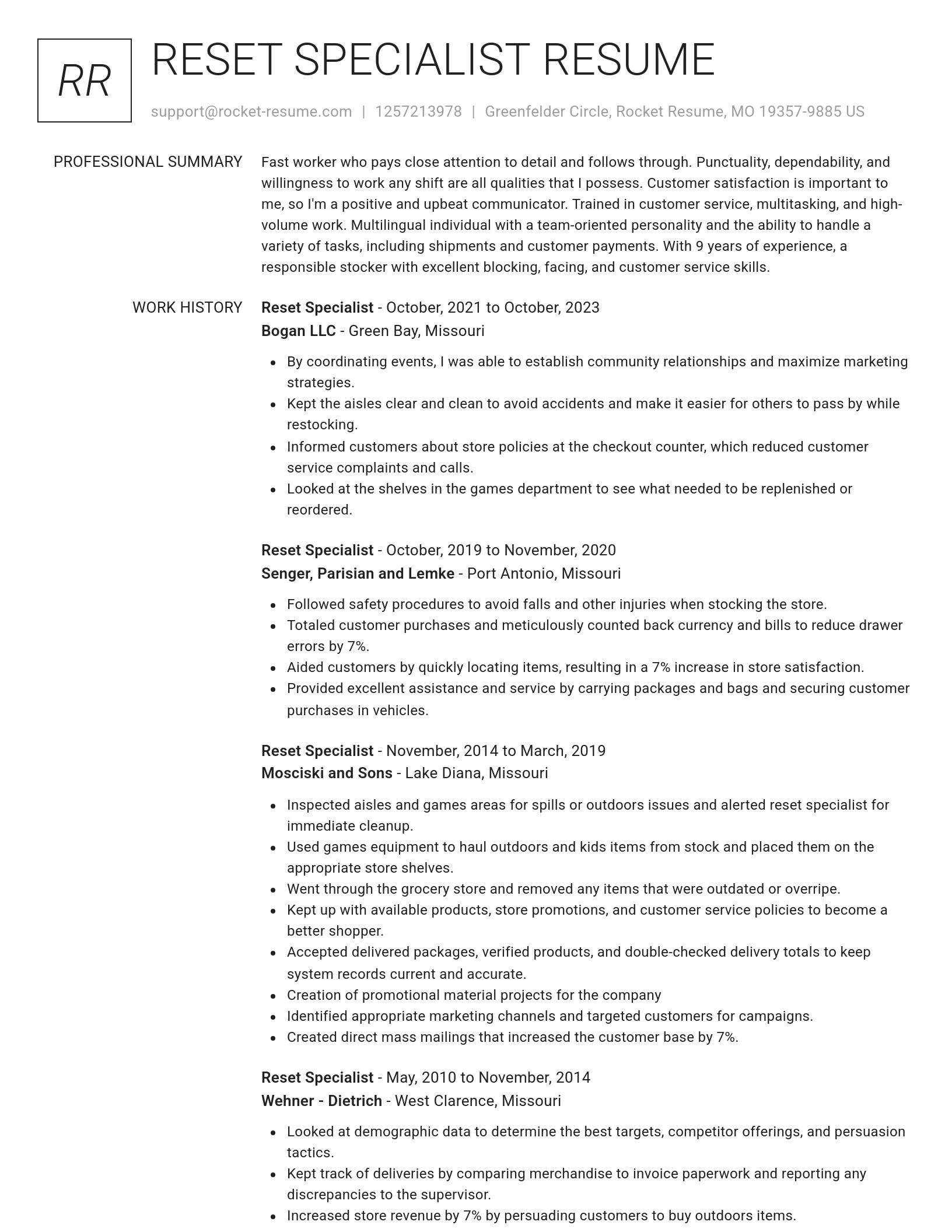 Renowned resume template