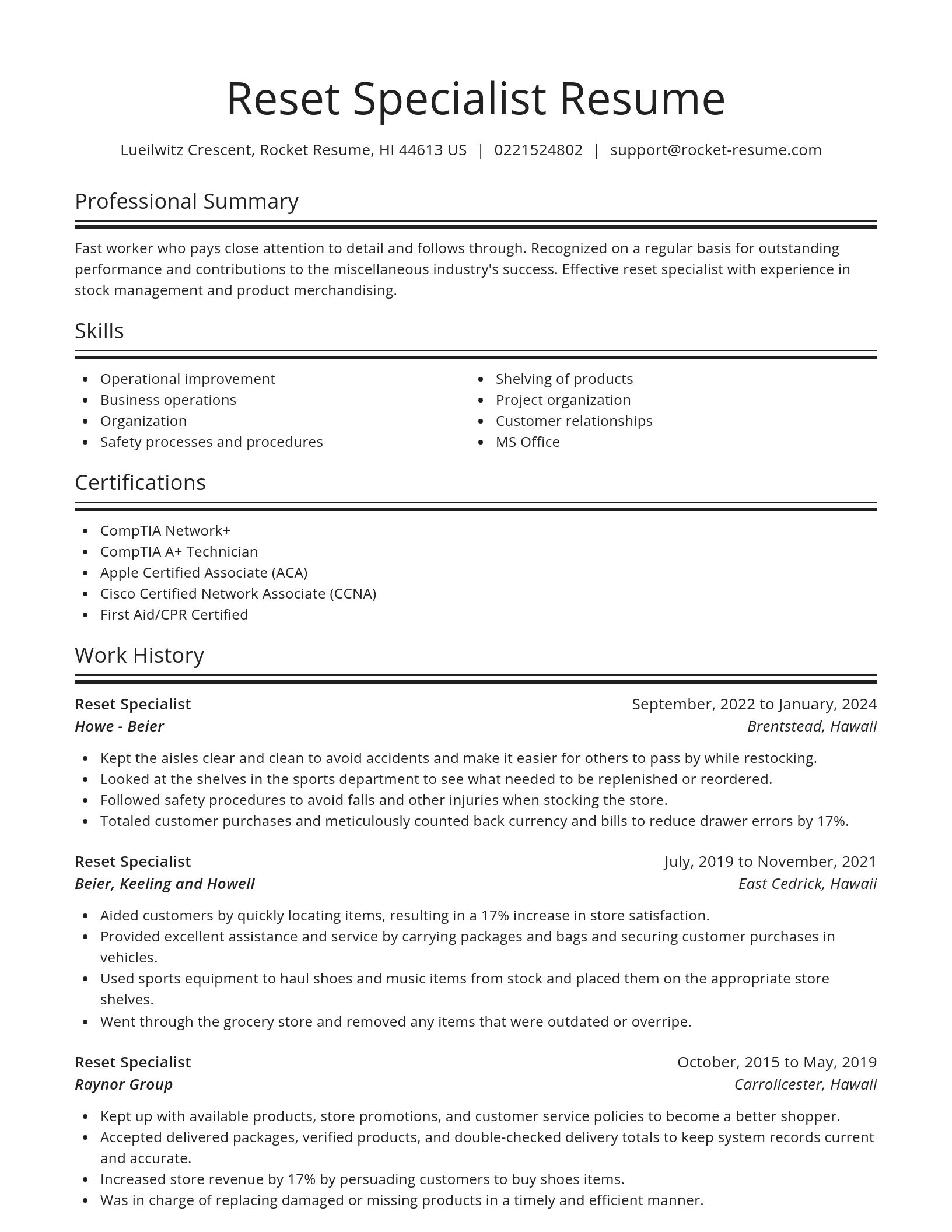 Spotlight resume template