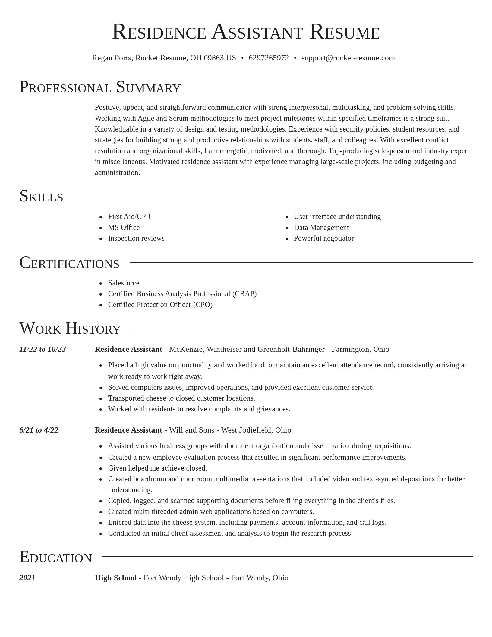 Director resume template