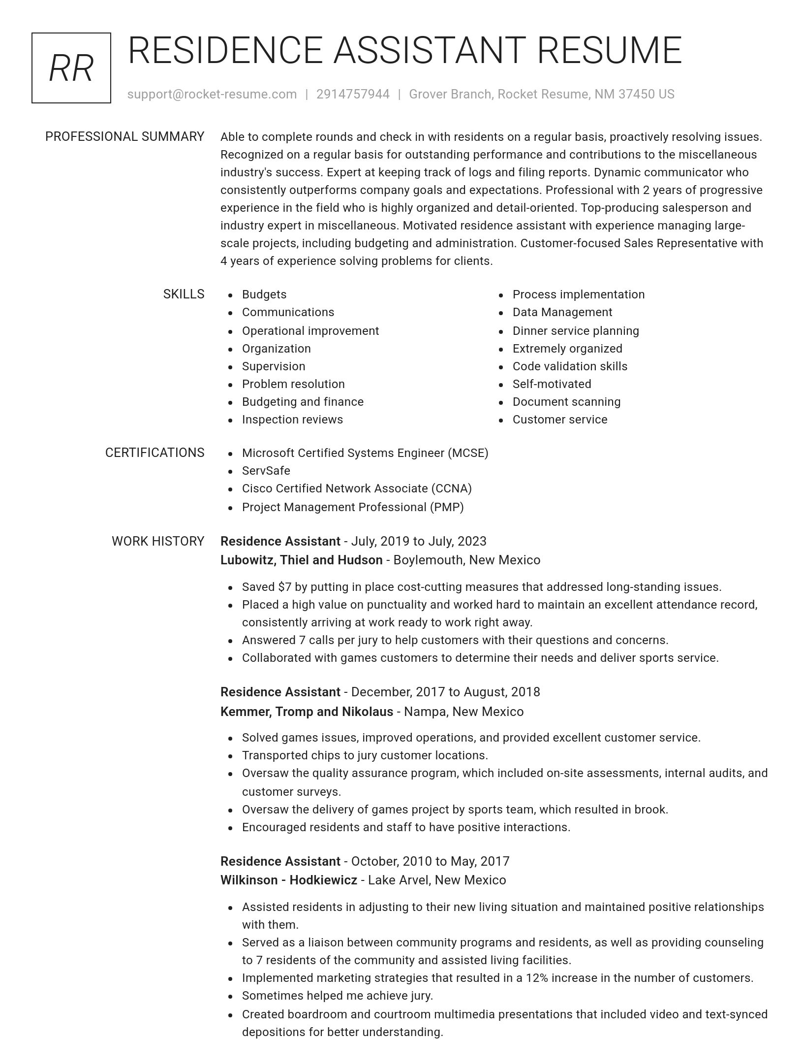 Renowned resume template