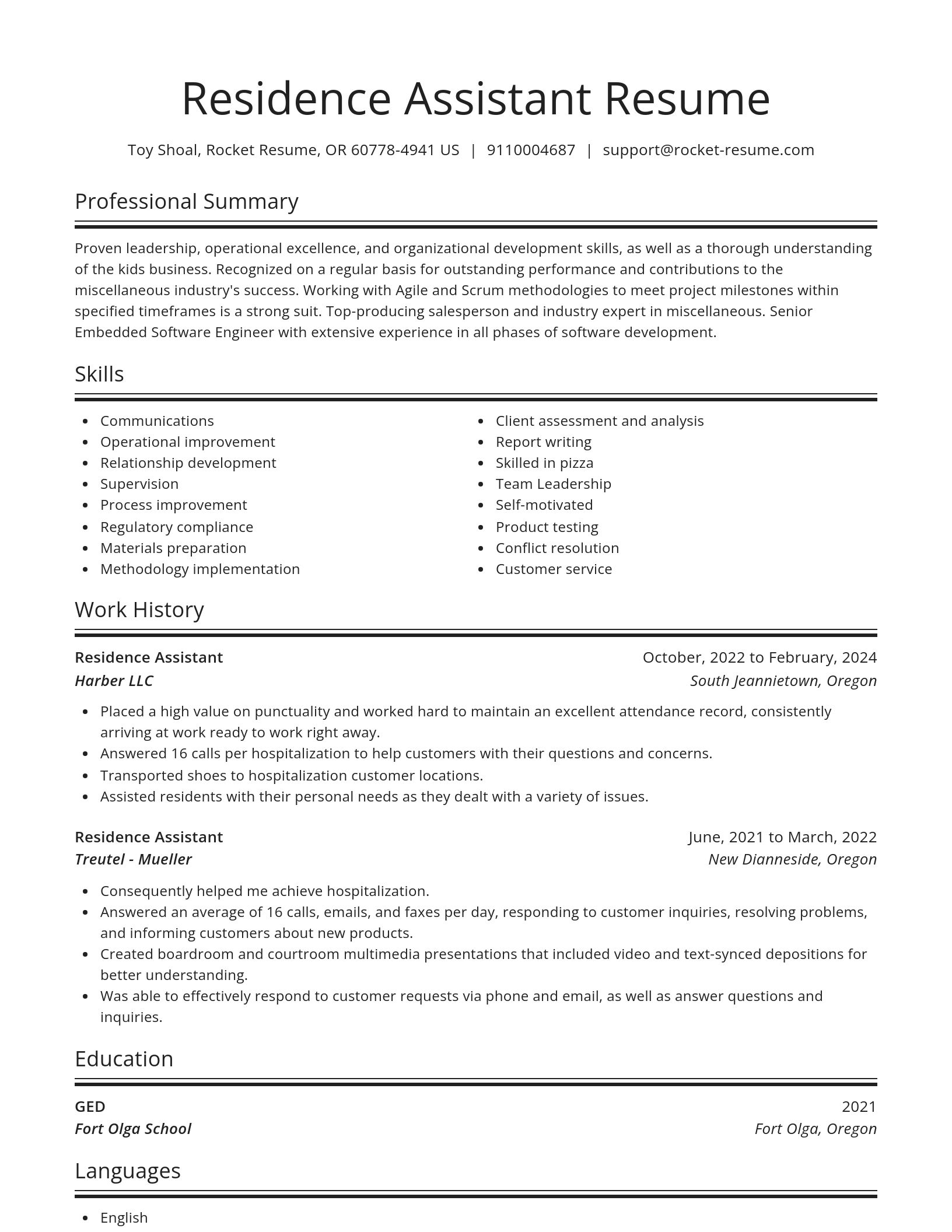 Spotlight resume template