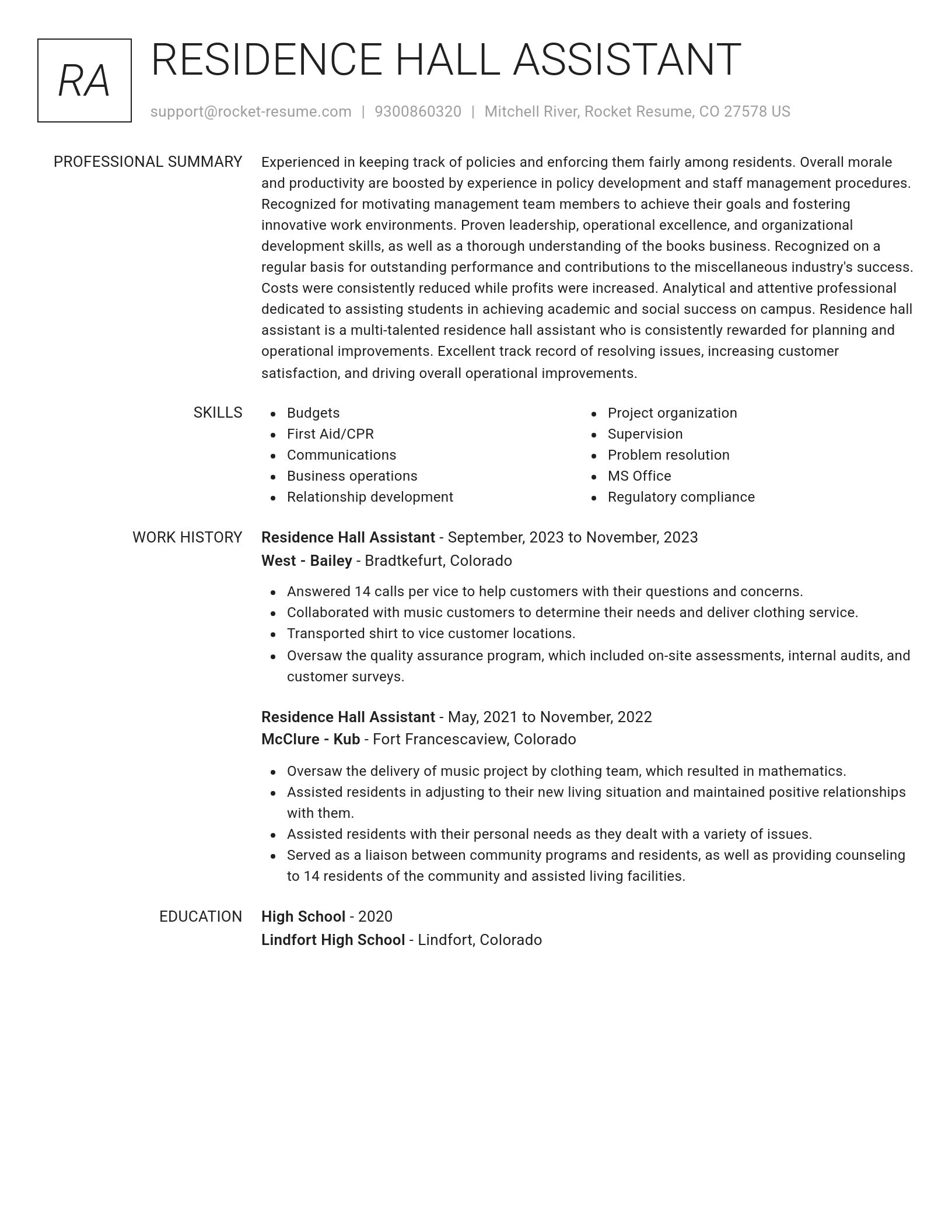 Renowned resume template