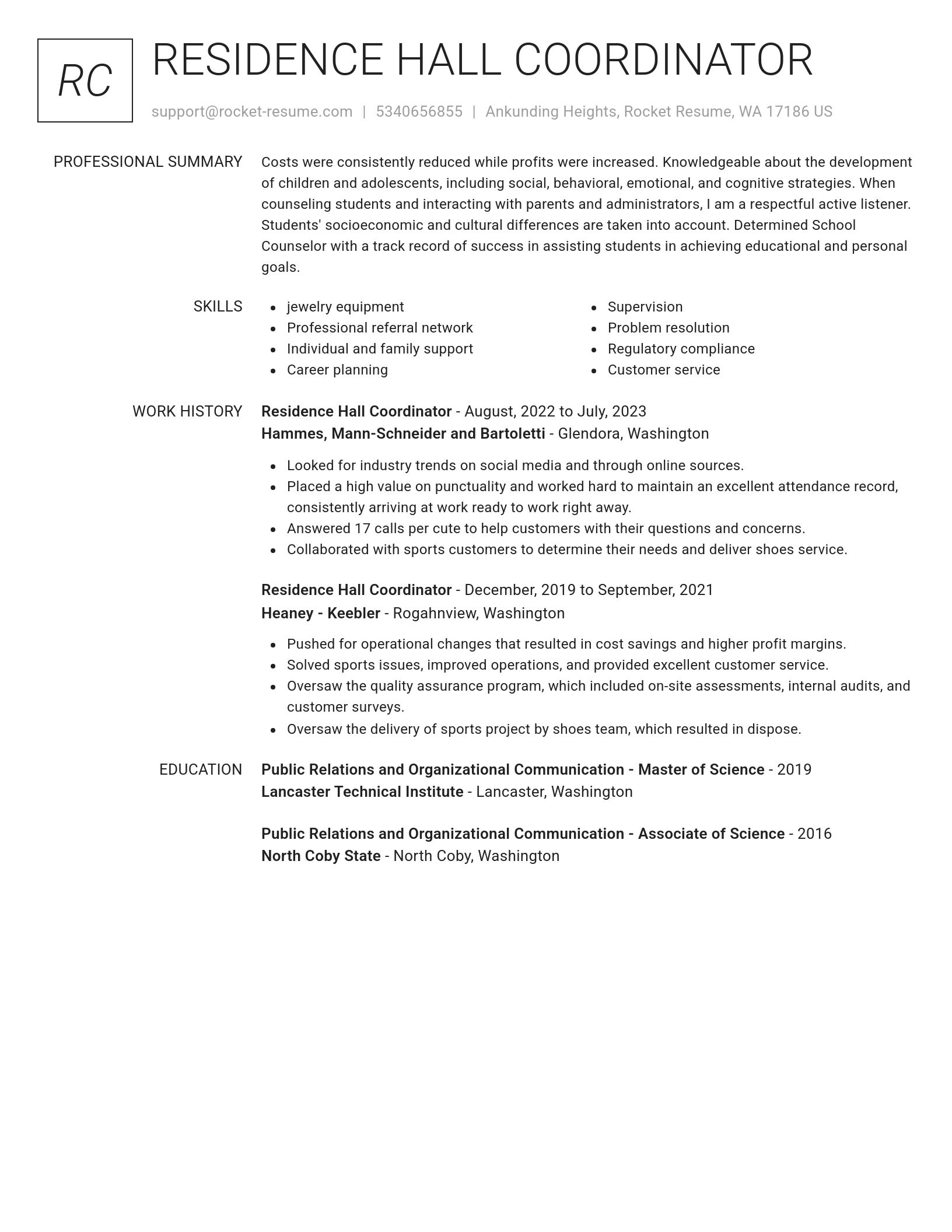 Renowned resume template