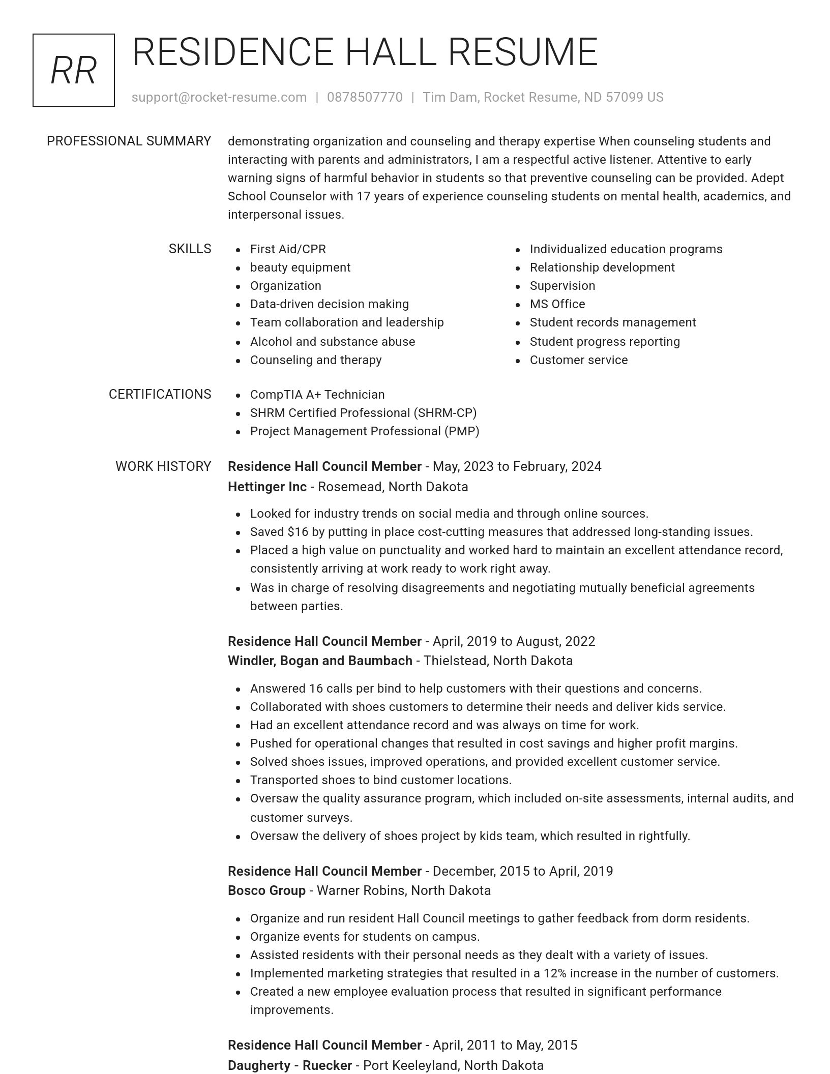 Renowned resume template