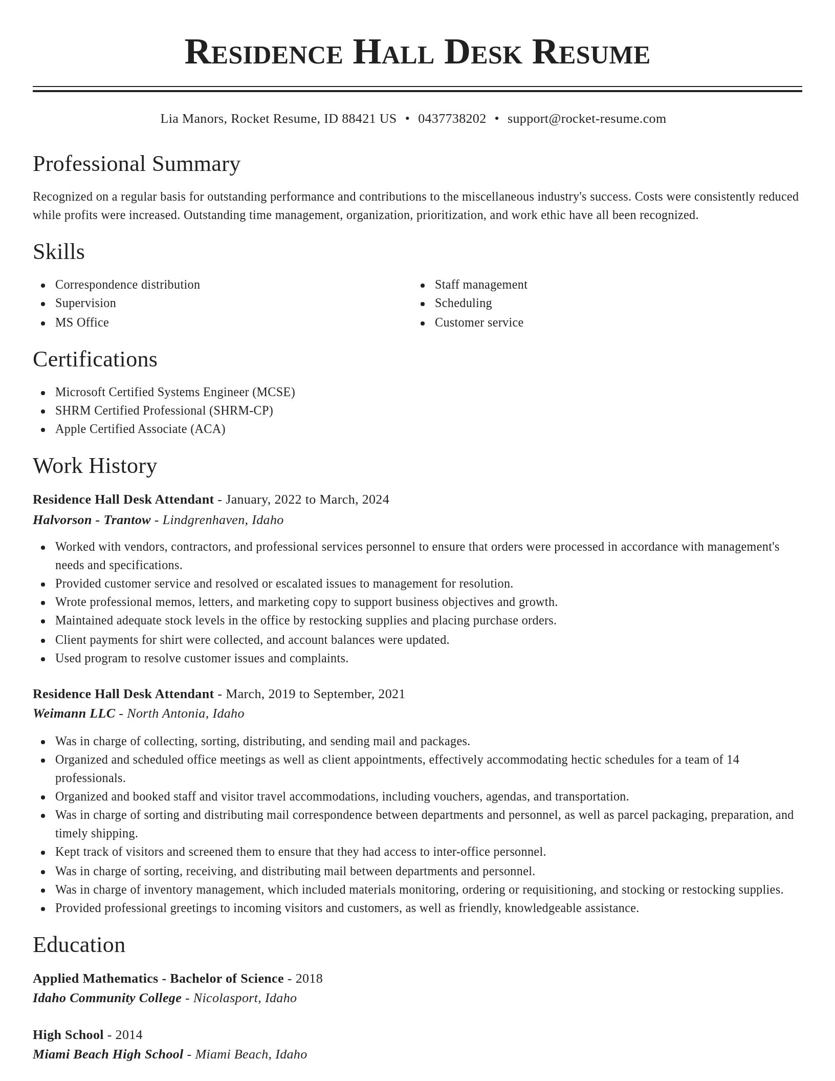 Classic resume template