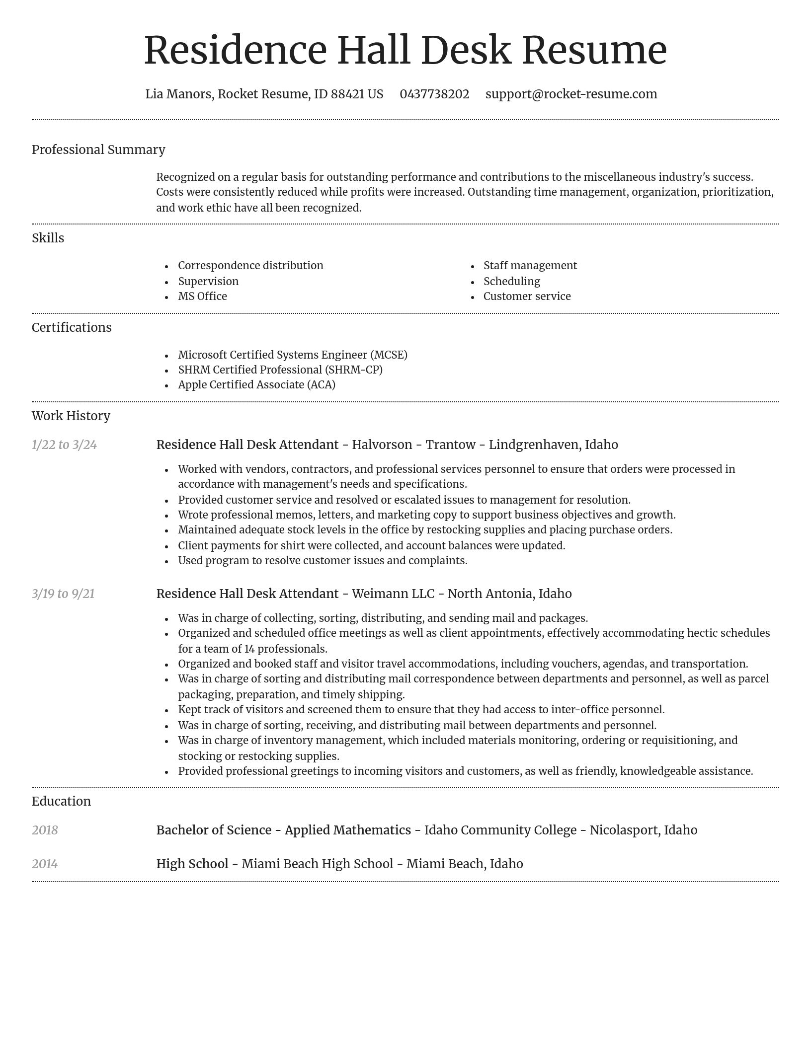 Dignified resume template