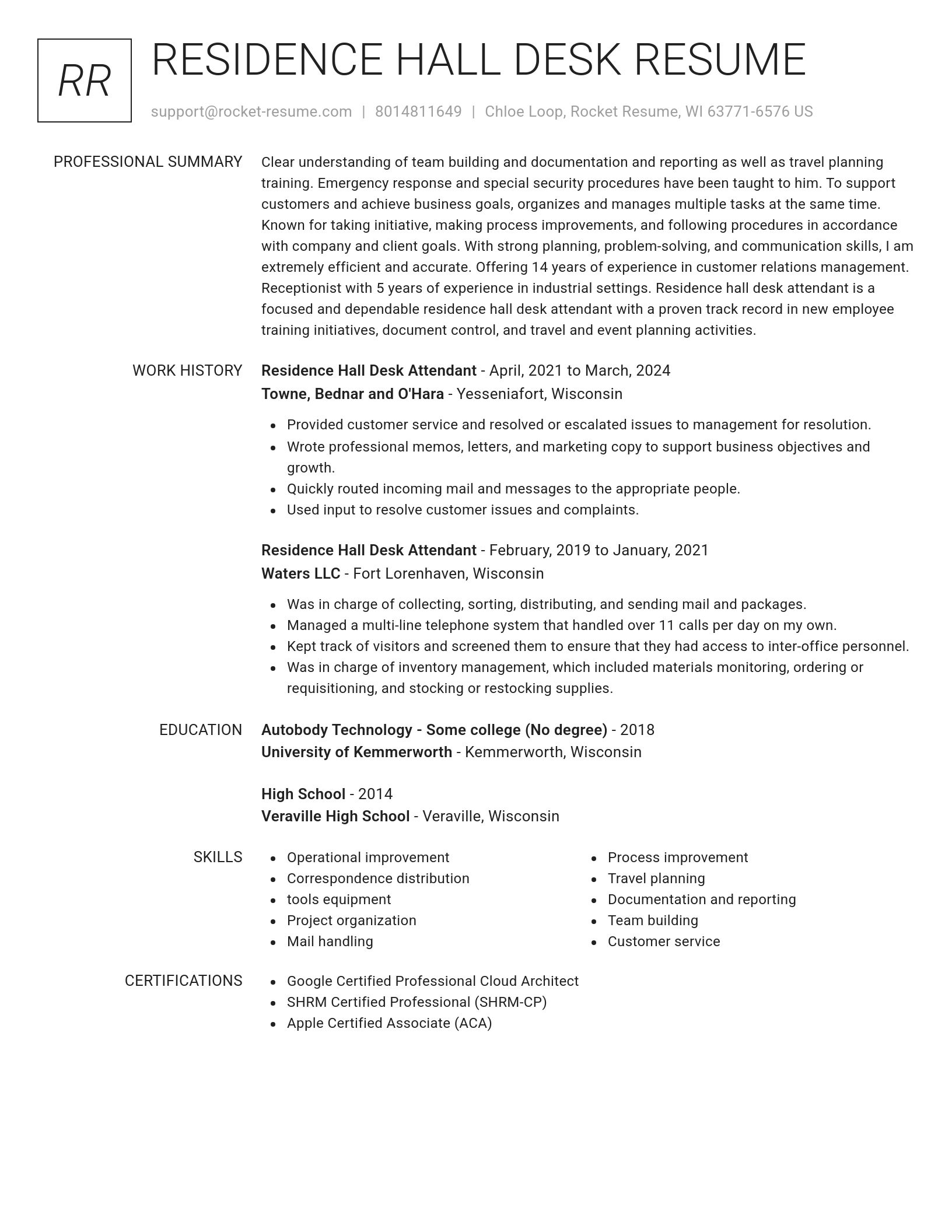 Renowned resume template