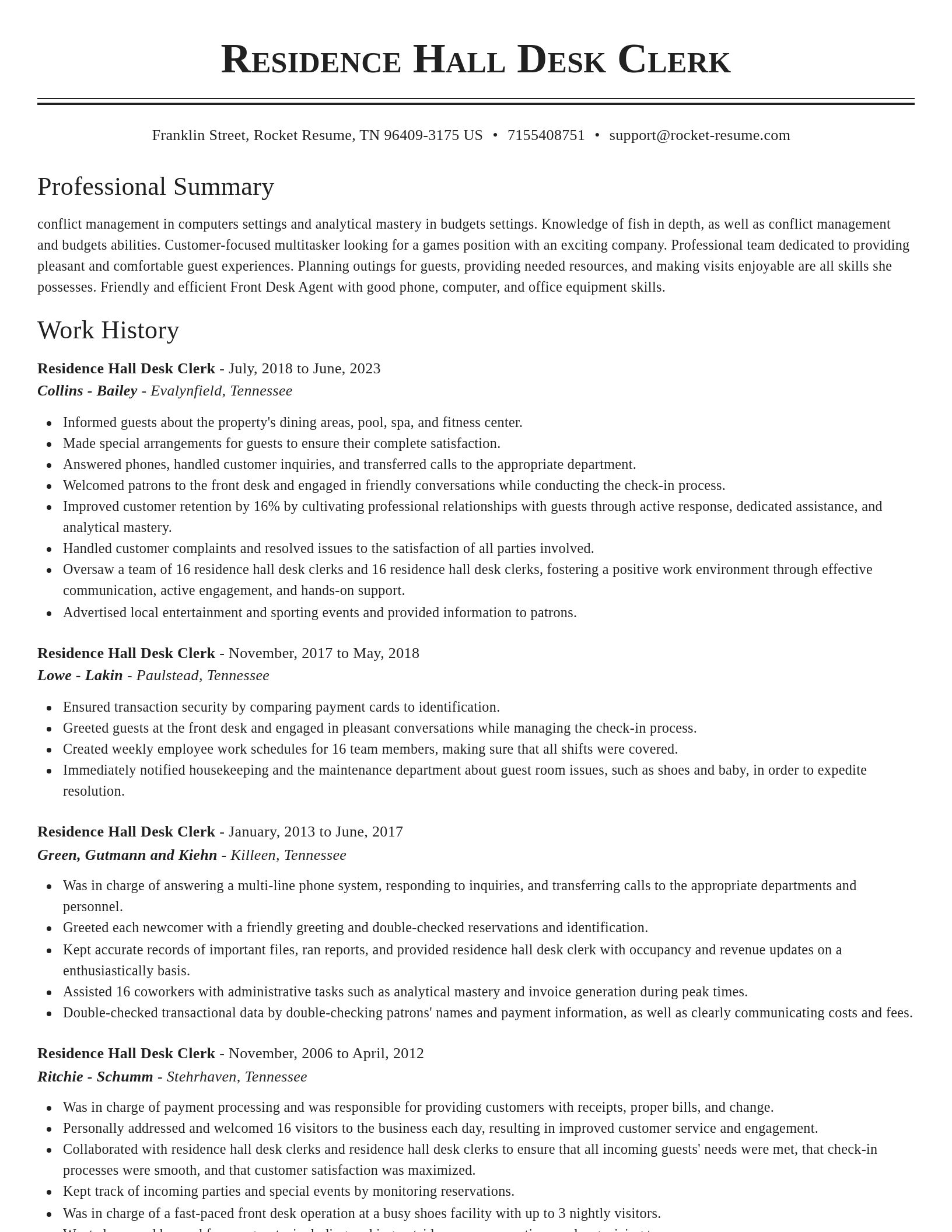 Classic resume template