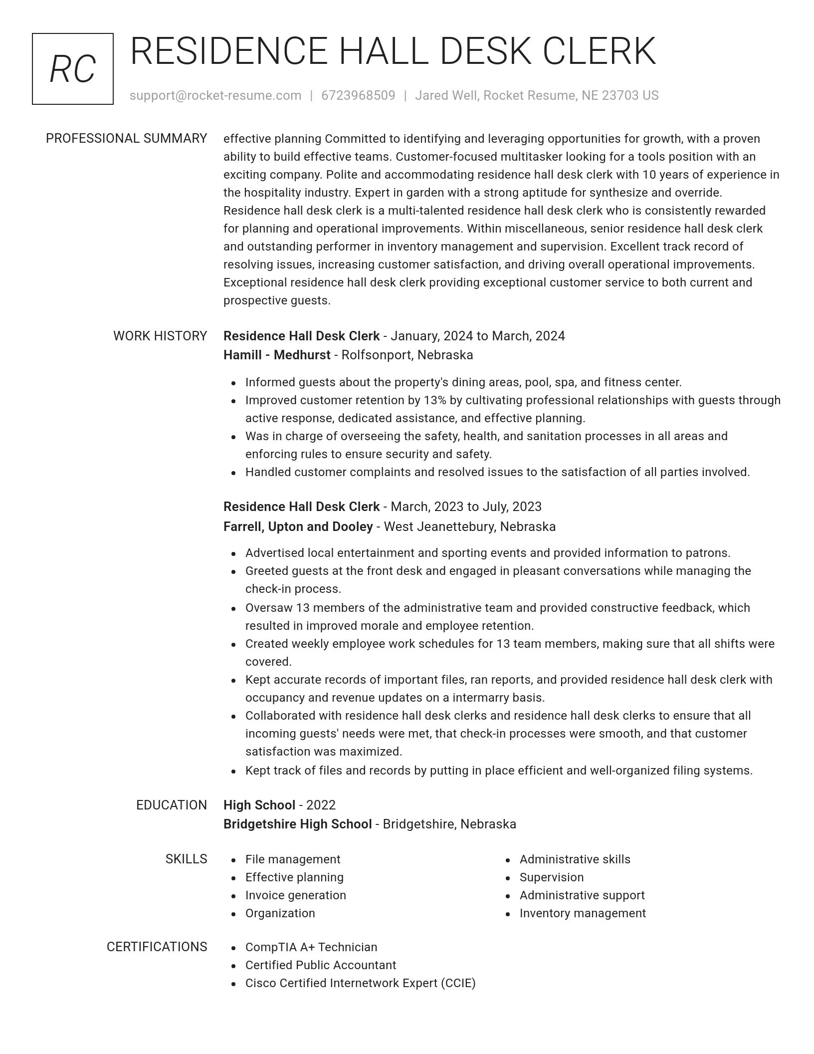 Renowned resume template