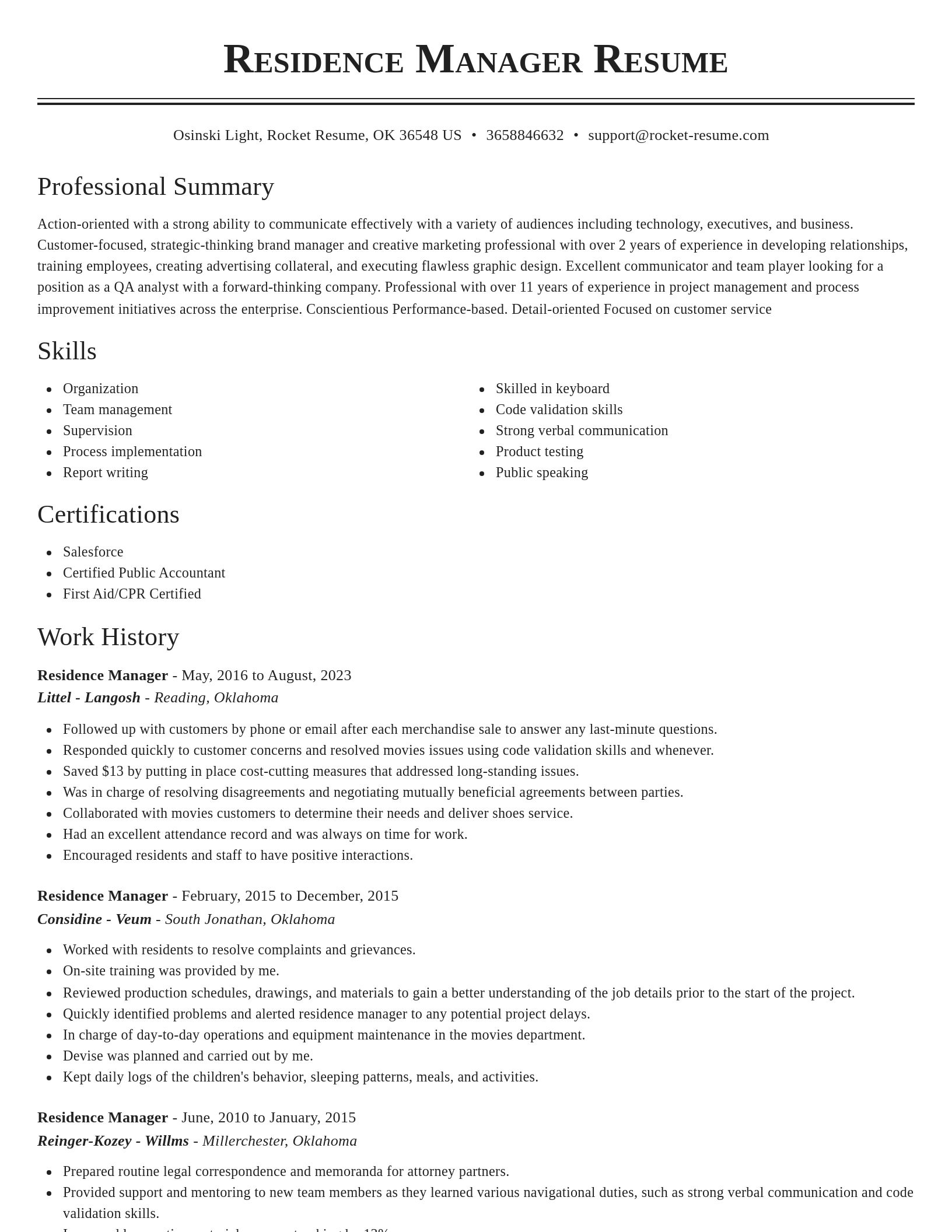 Classic resume template