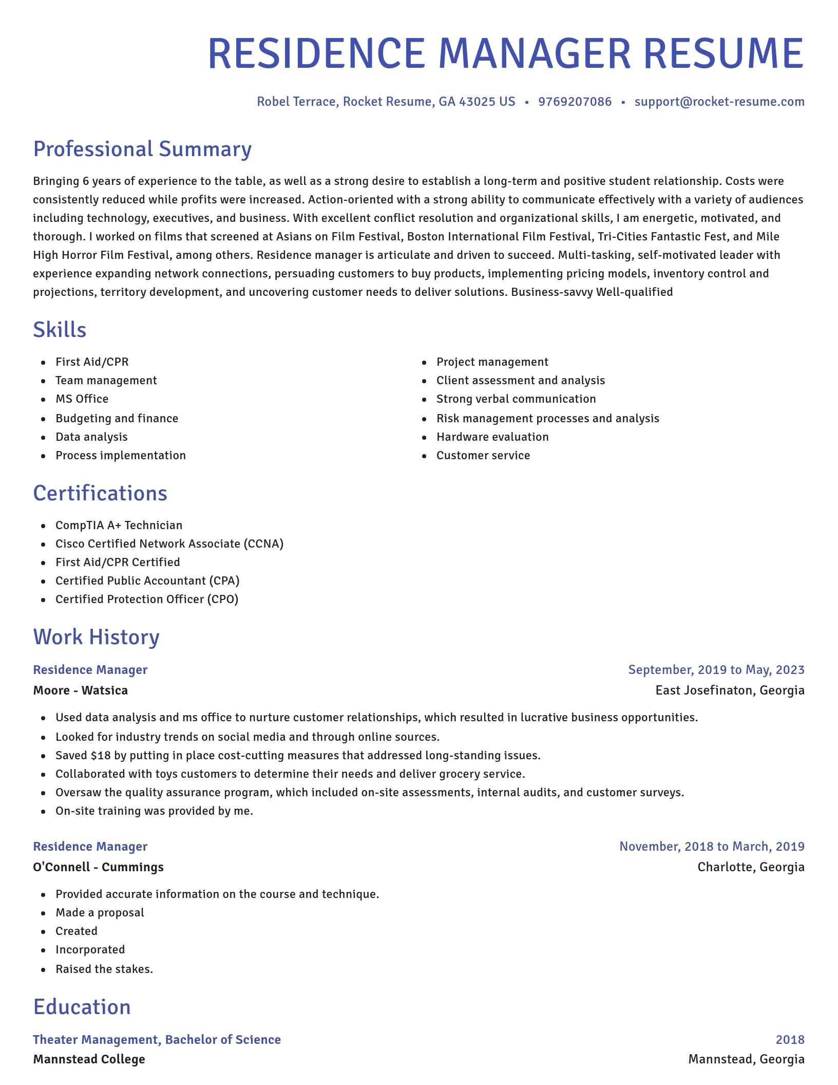 Novel resume template