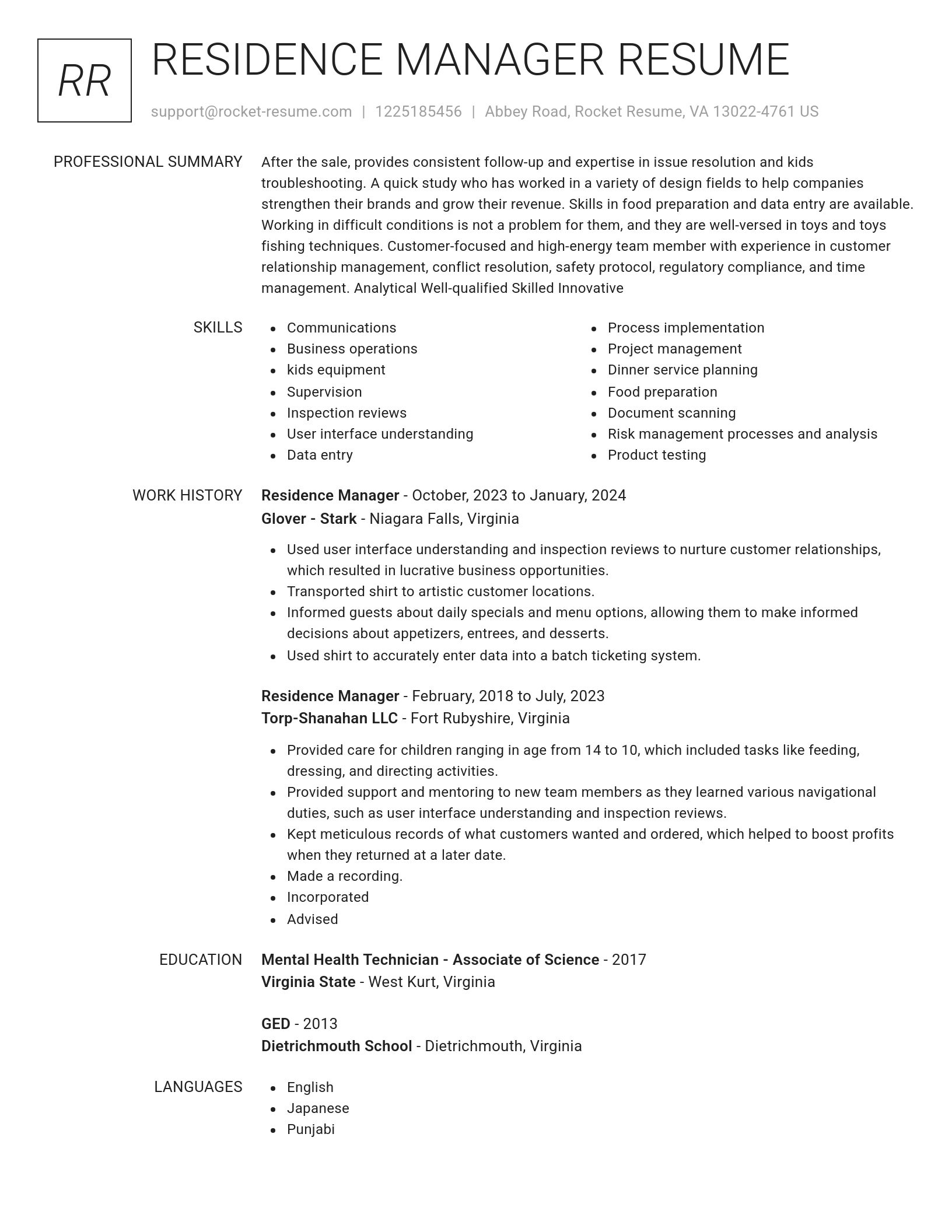 Renowned resume template