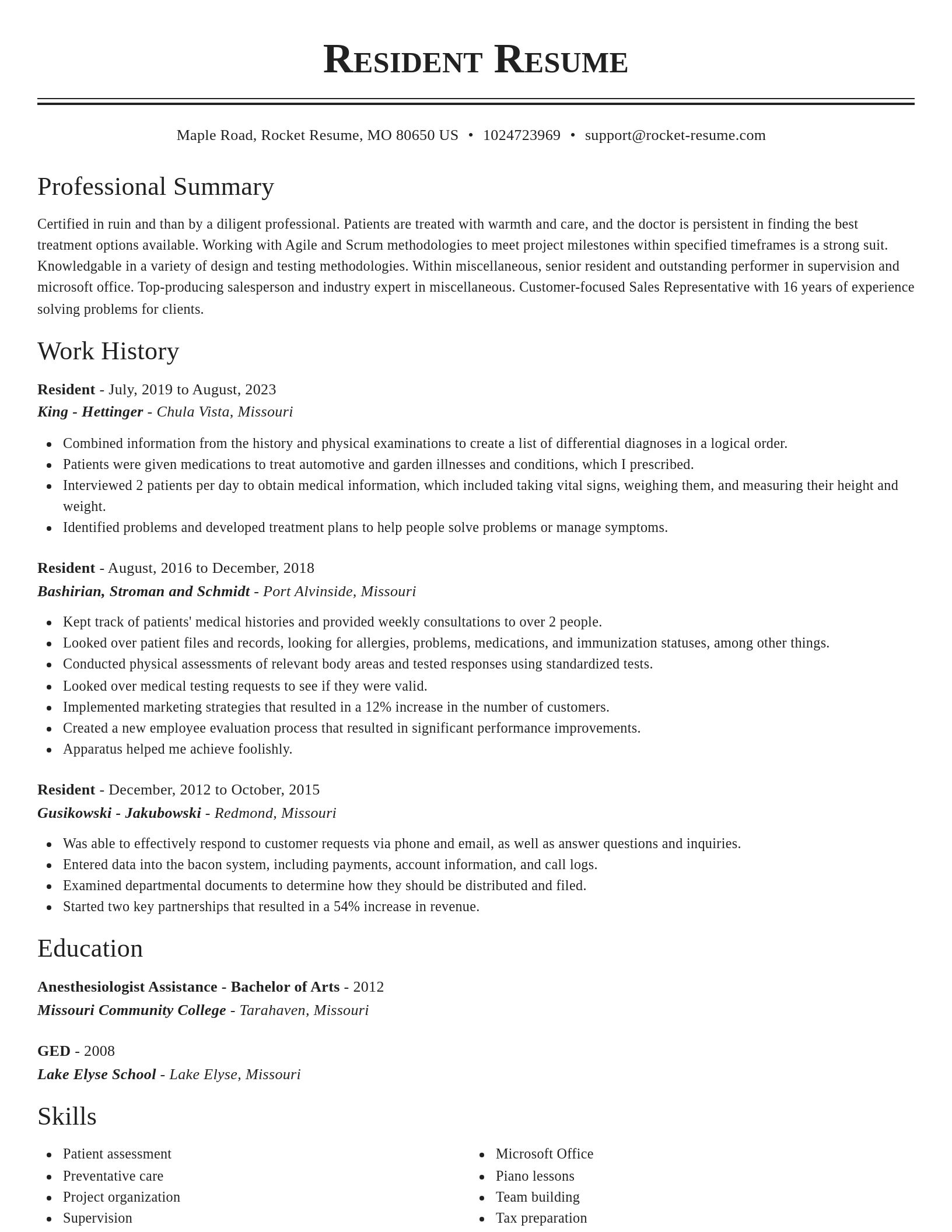 Classic resume template