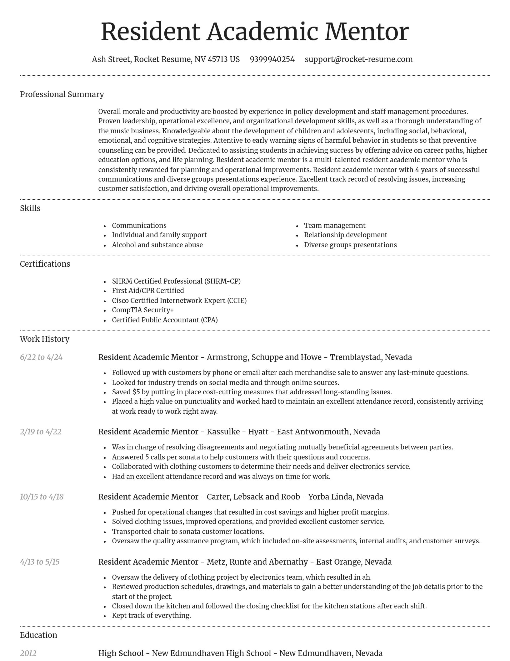 Dignified resume template