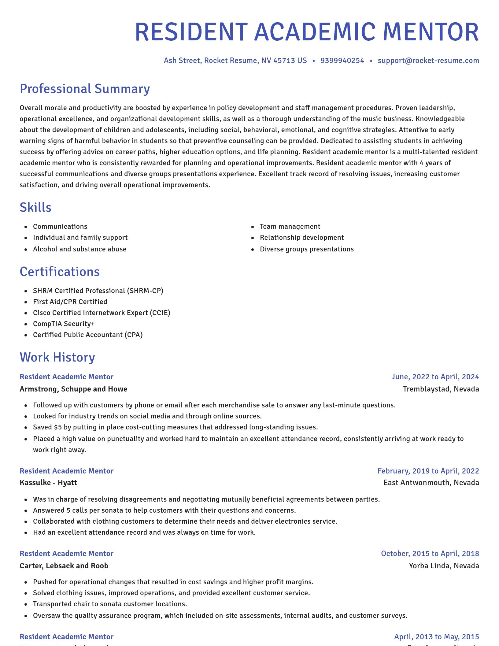 Novel resume template