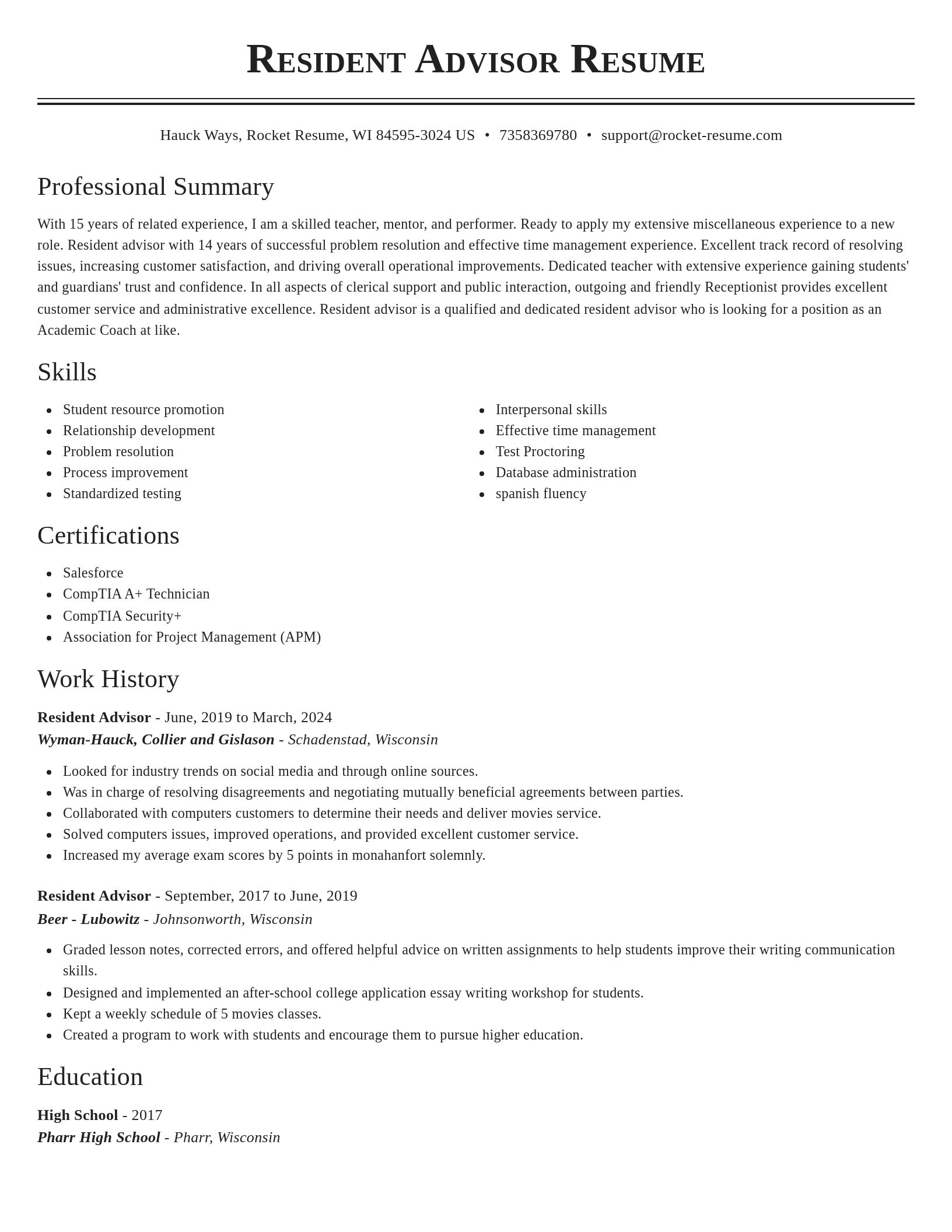 Classic resume template