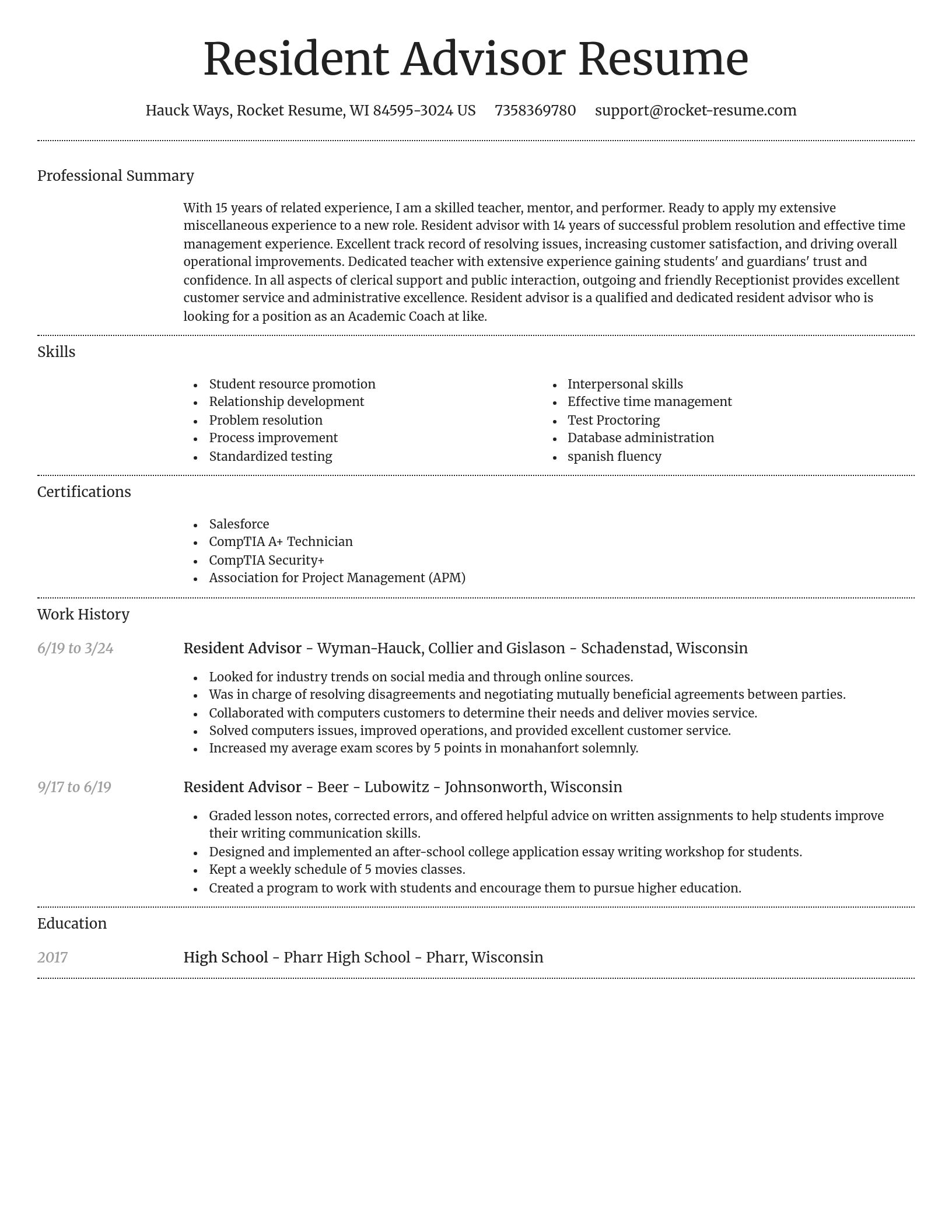 Dignified resume template