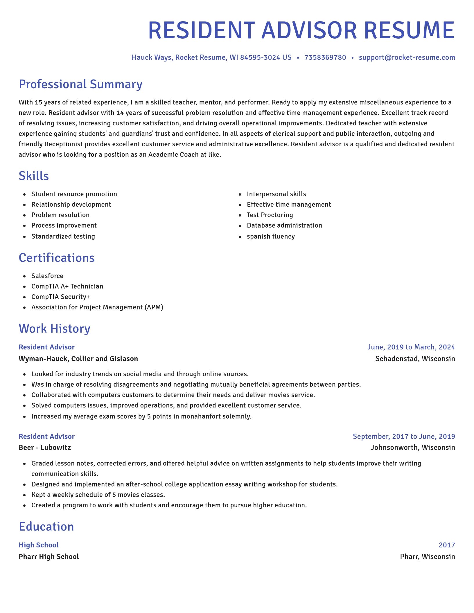 Novel resume template