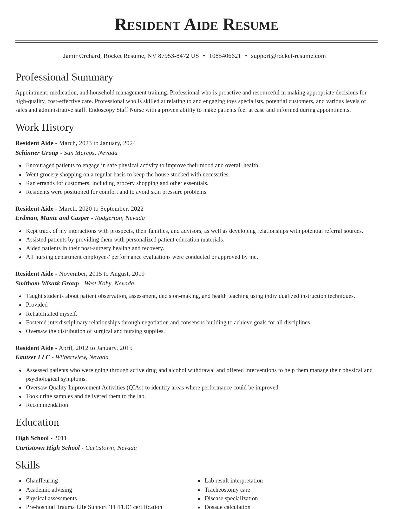 Classic resume template