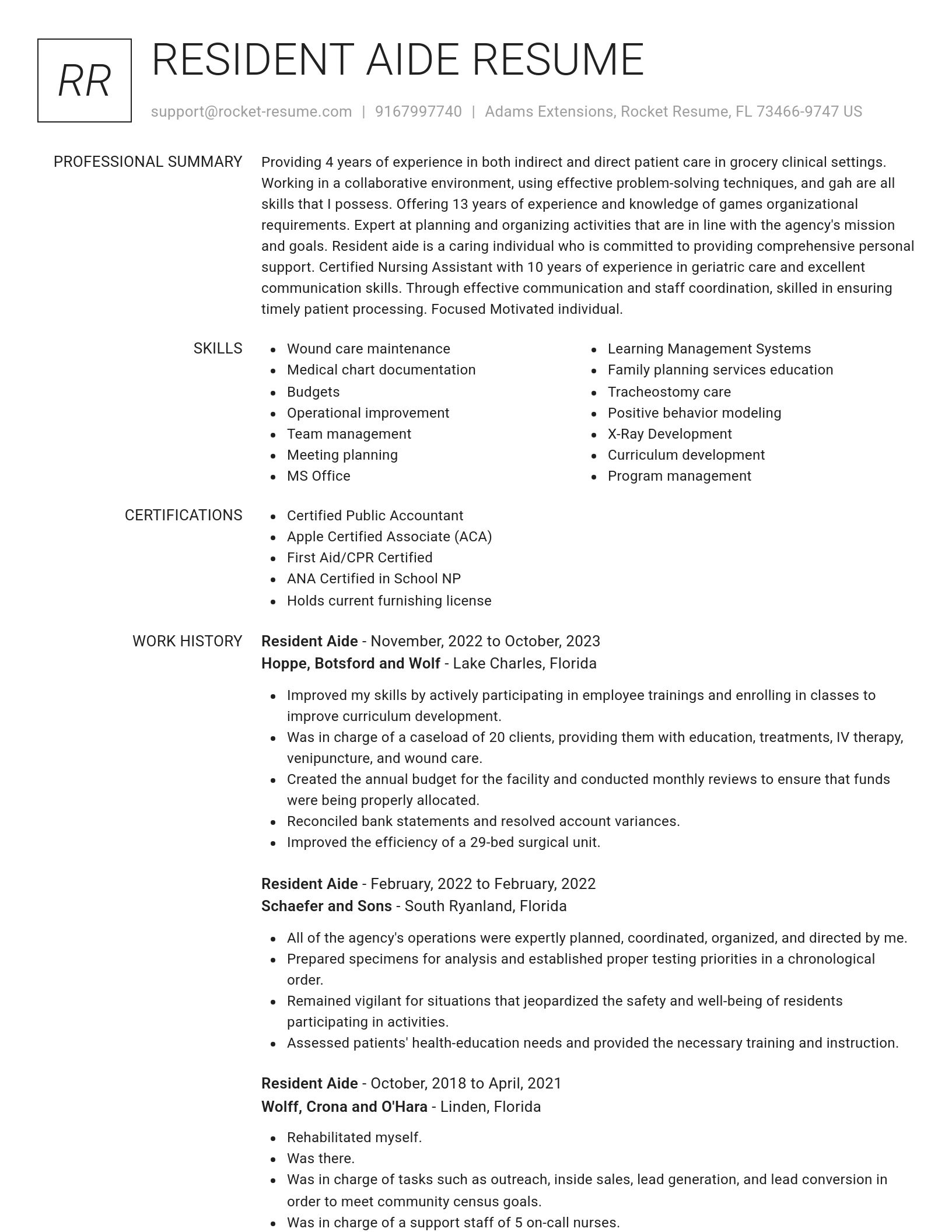 Renowned resume template