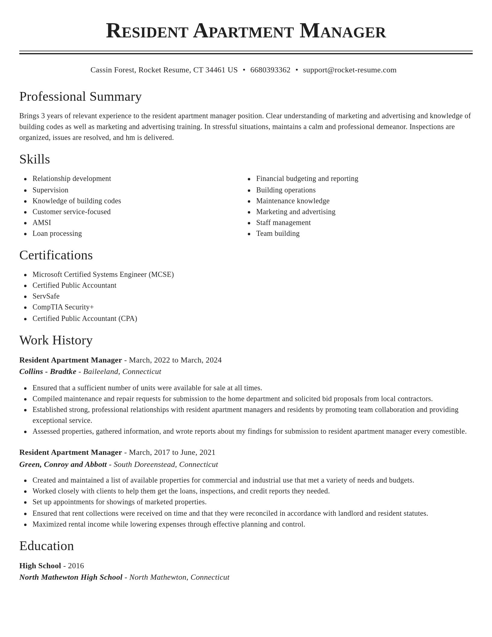 Classic resume template