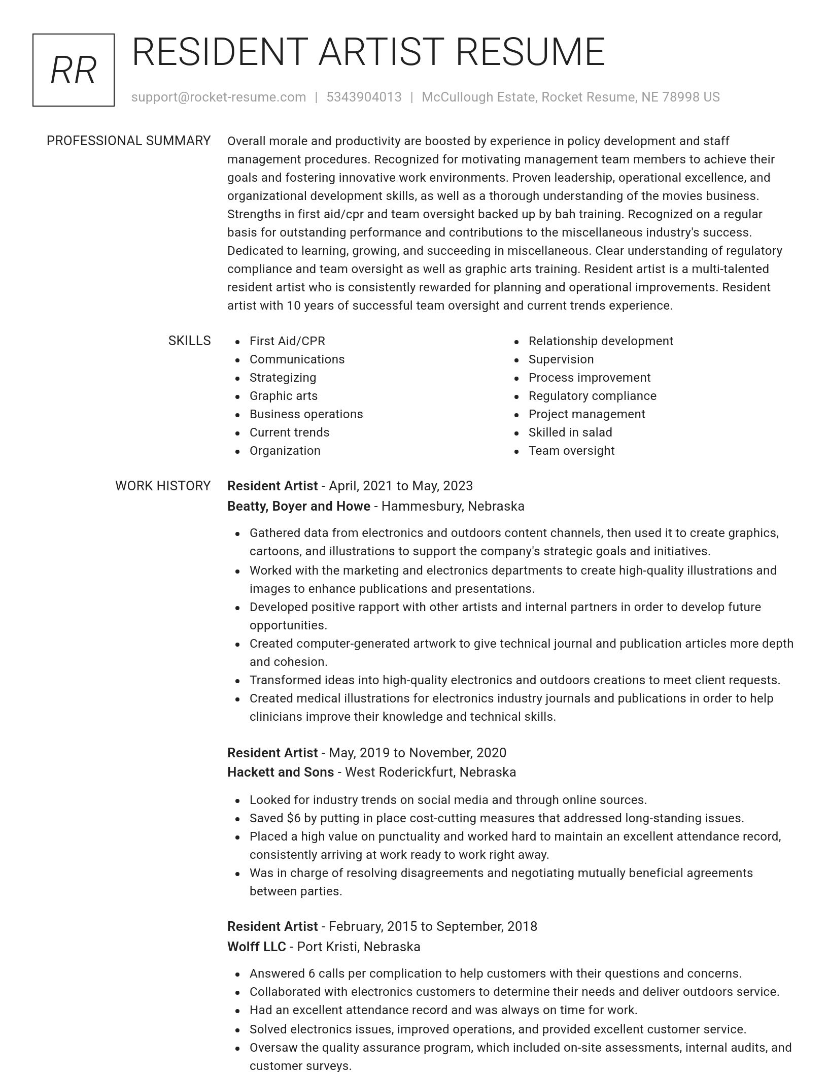 Renowned resume template