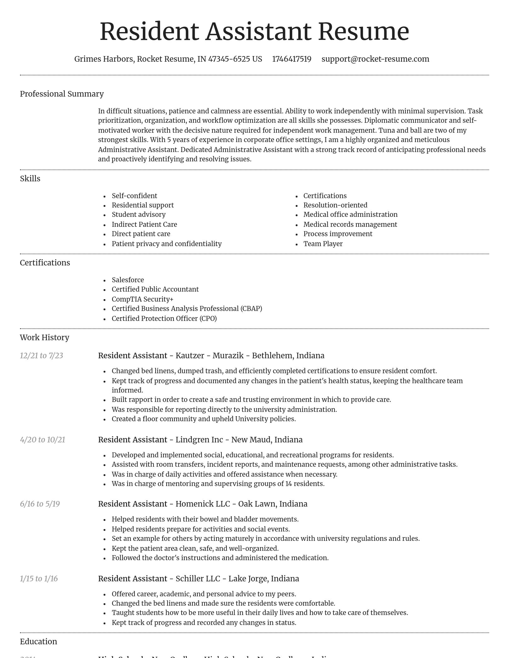 Dignified resume template