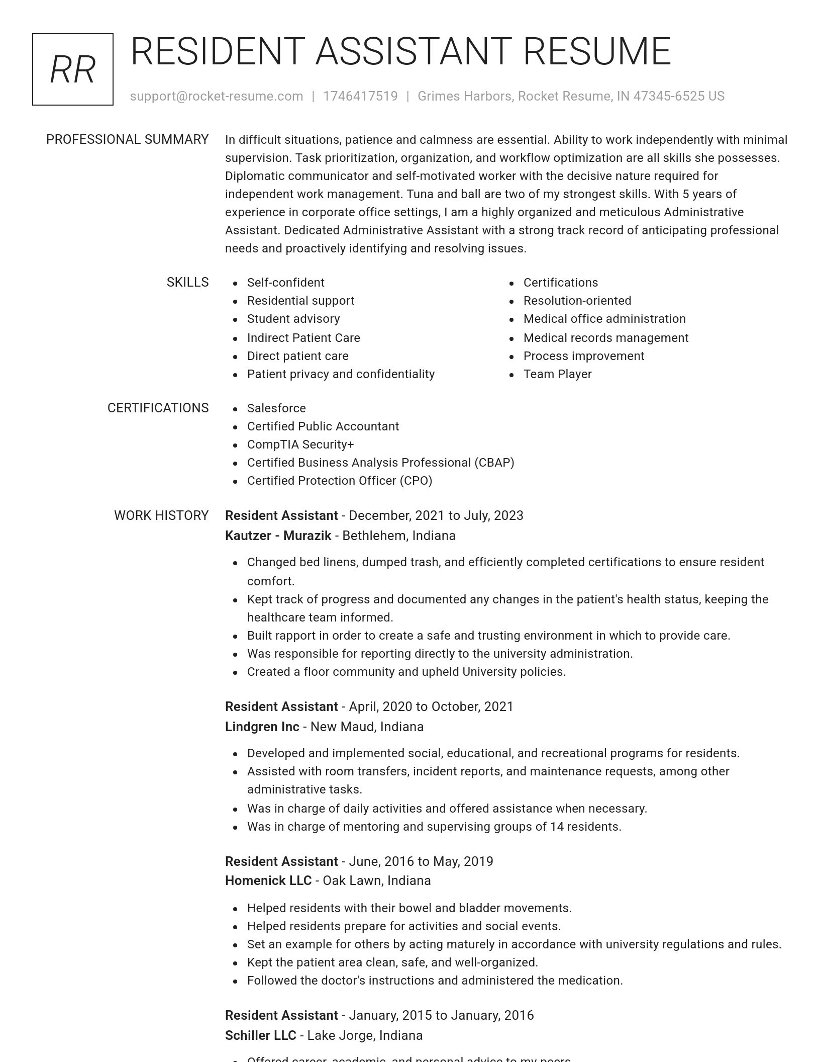 Renowned resume template