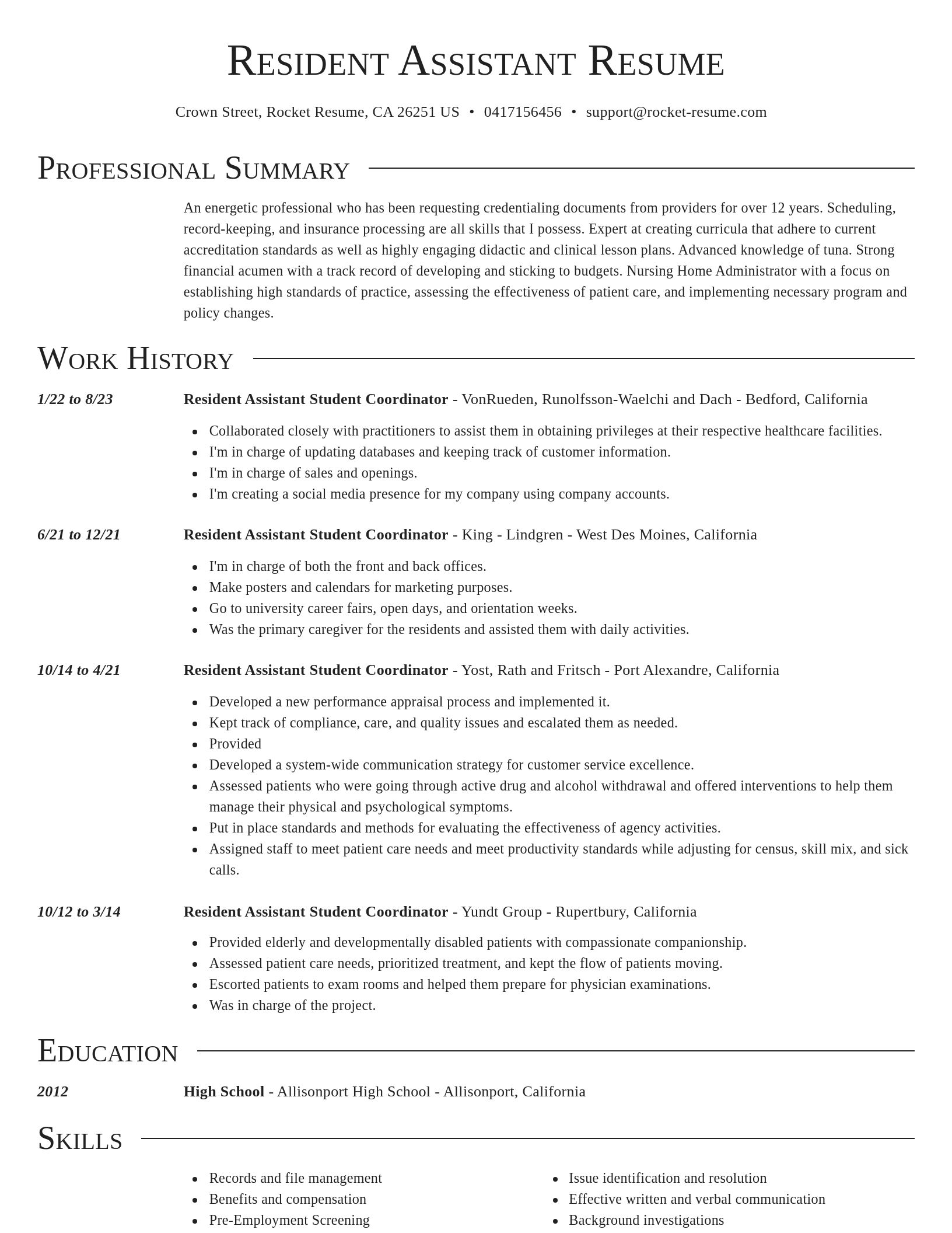 Director resume template