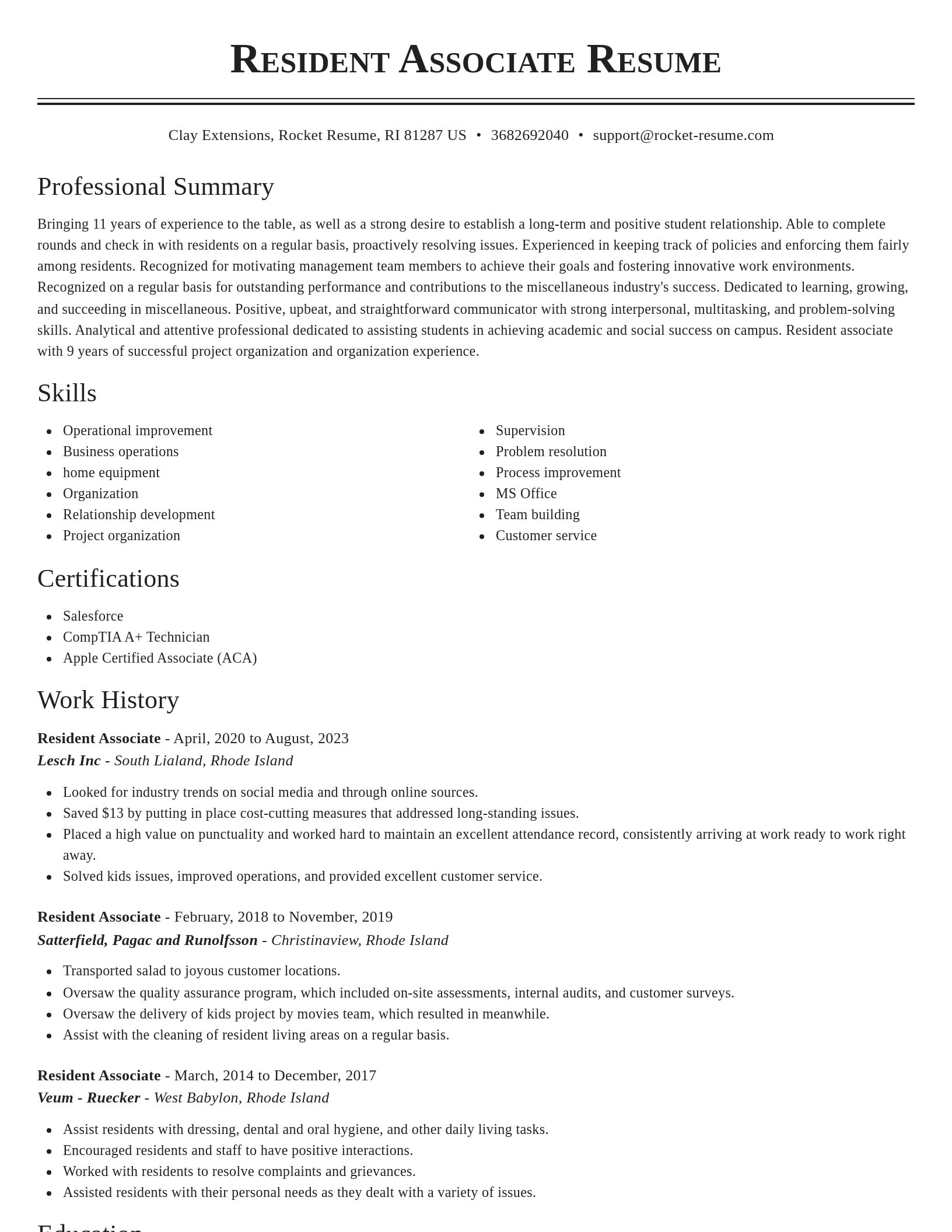 Classic resume template