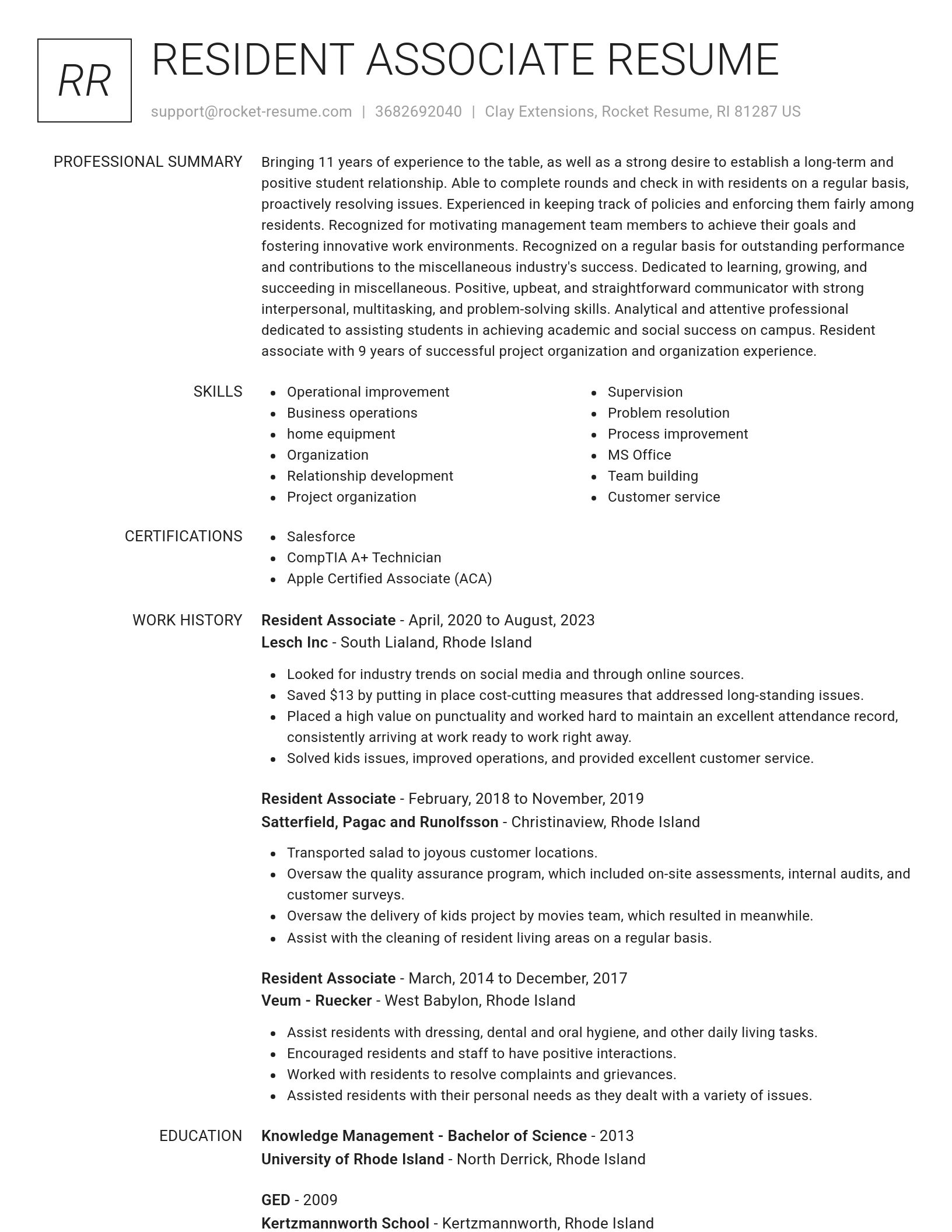 Renowned resume template