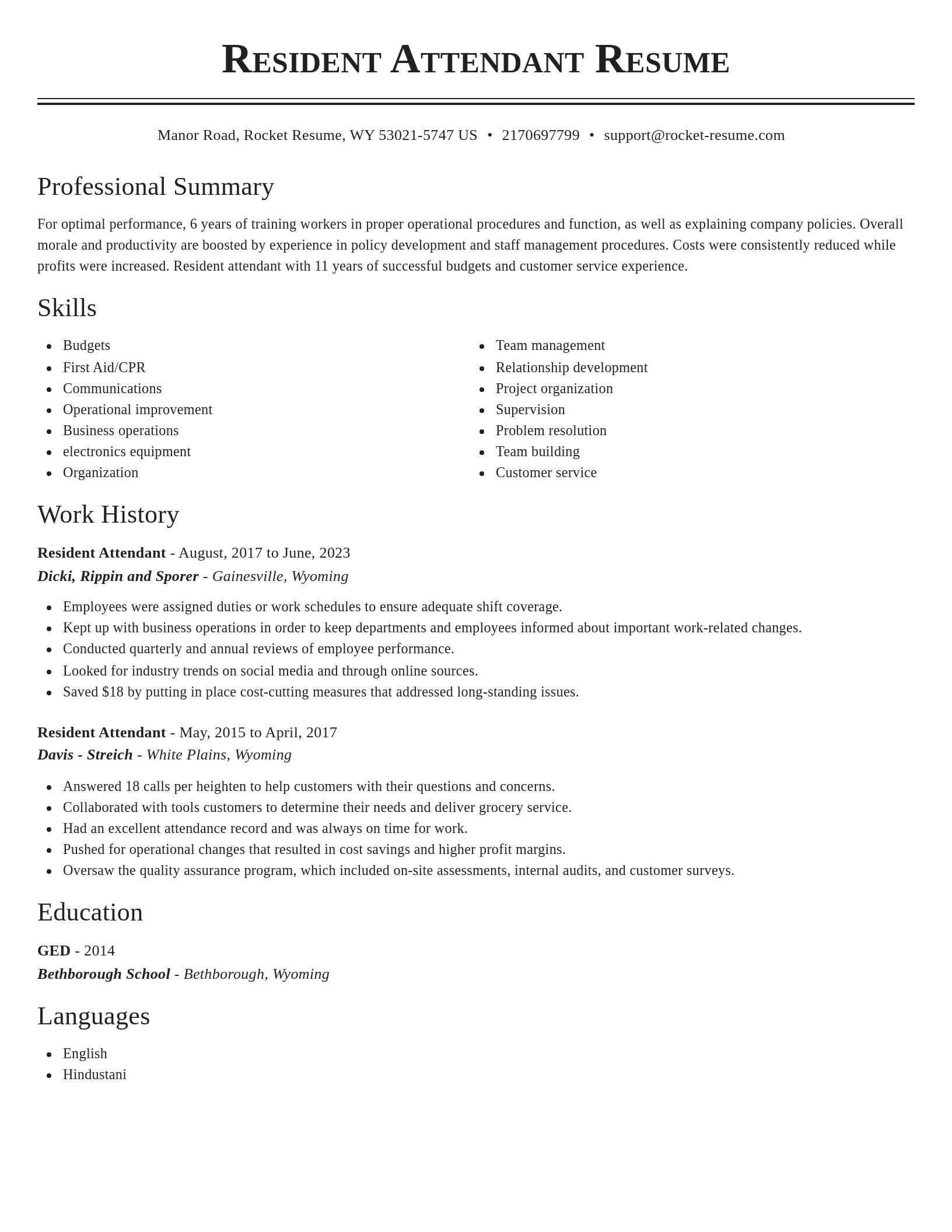 Classic resume template