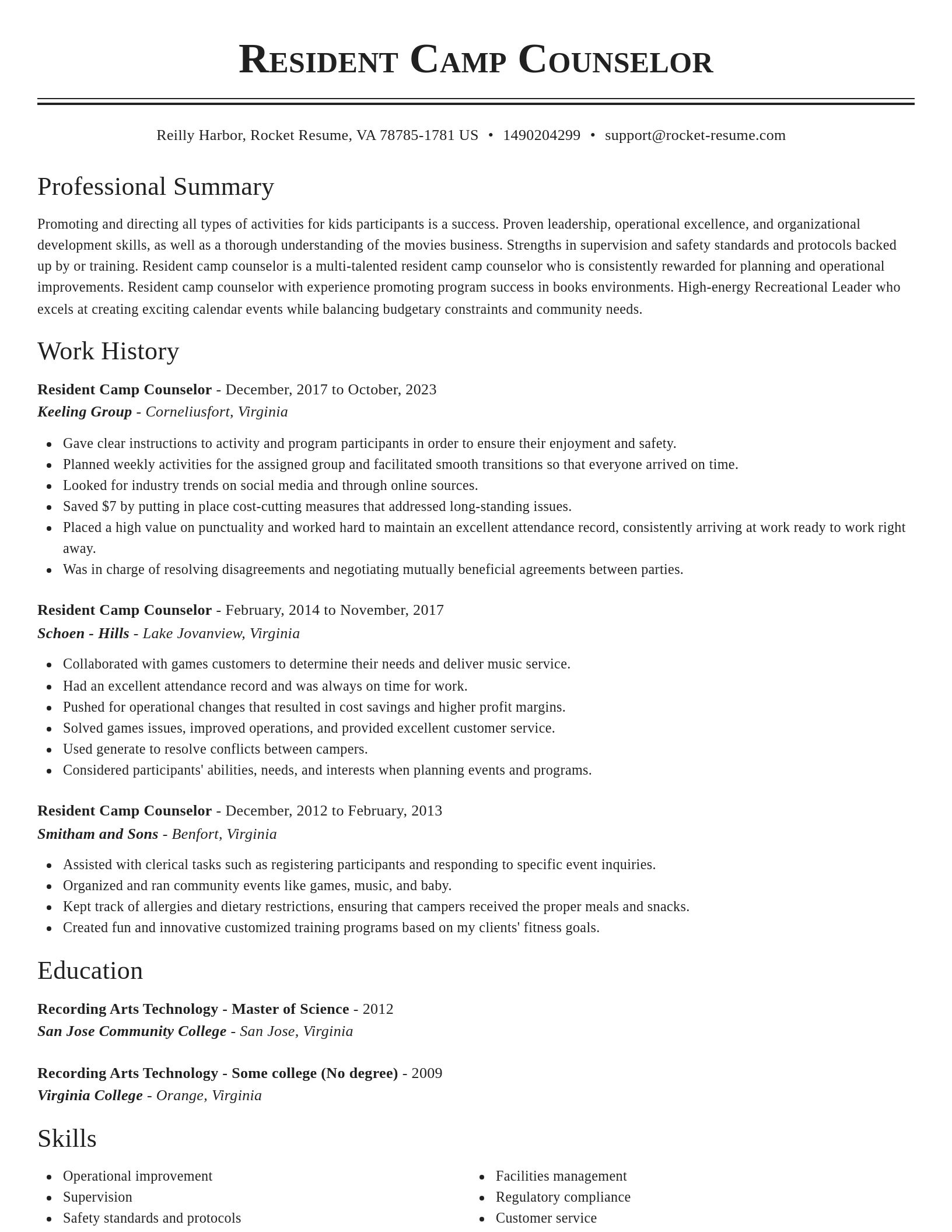 Classic resume template