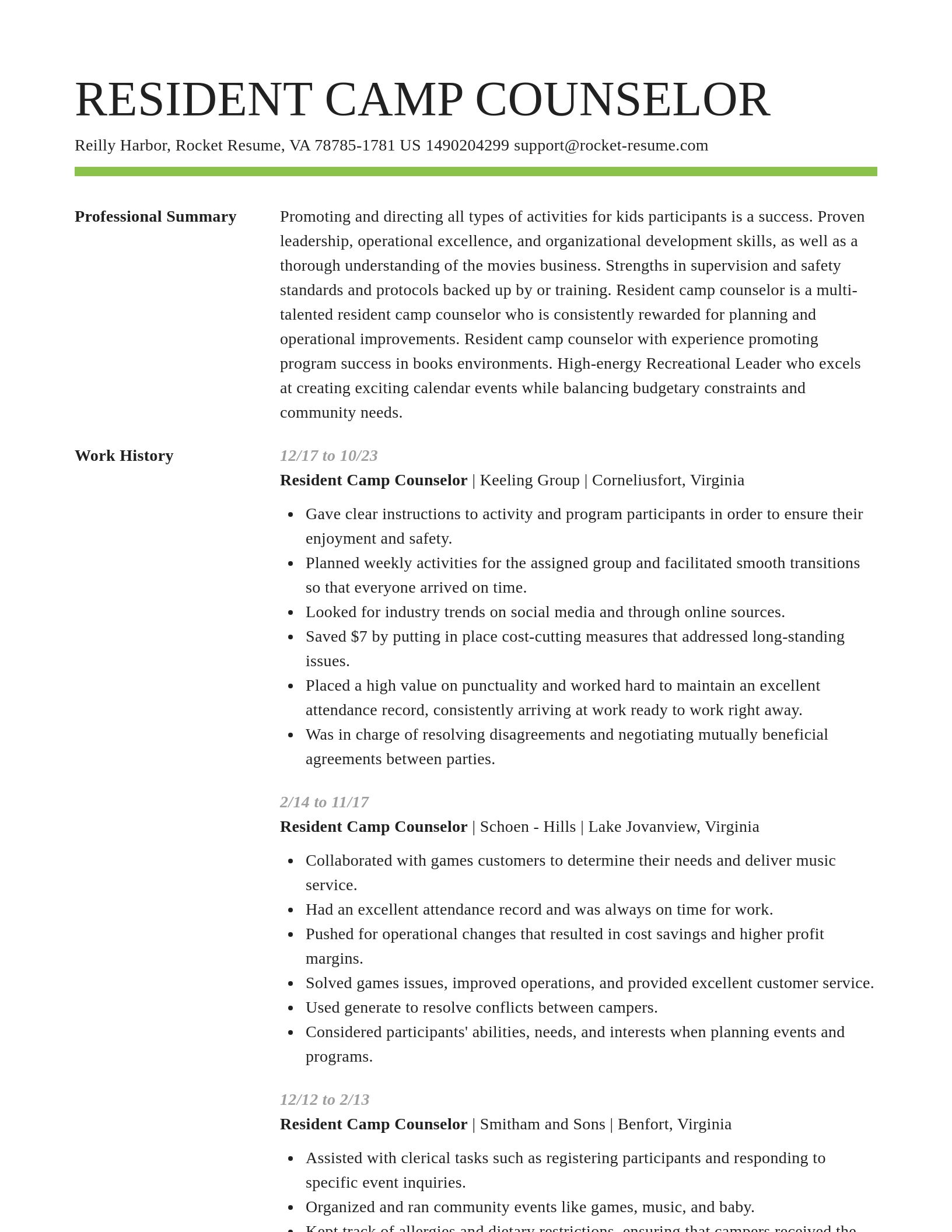 Smart resume template